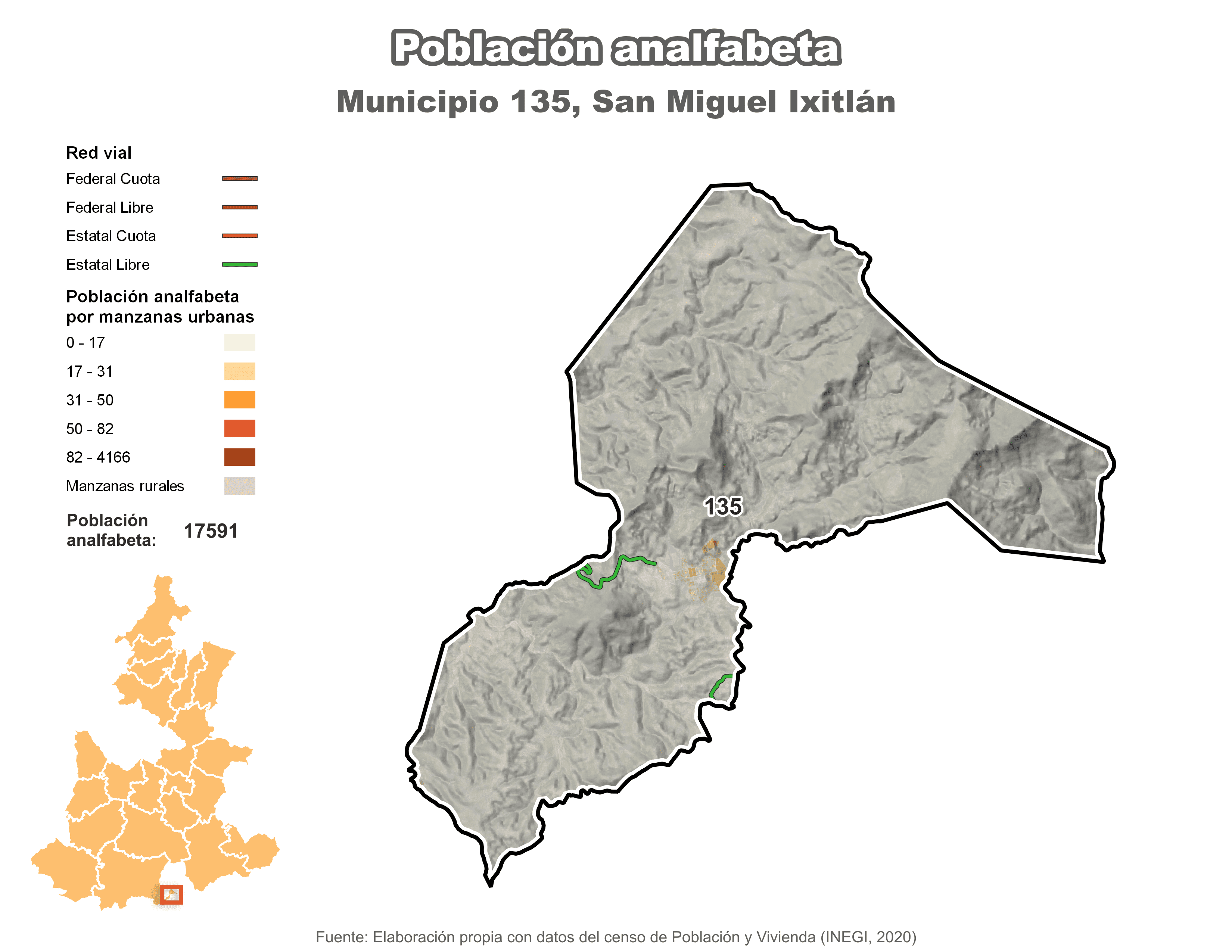 Biblioteca de Mapas - Población analfabeta municipio de San Miguel Ixitlán