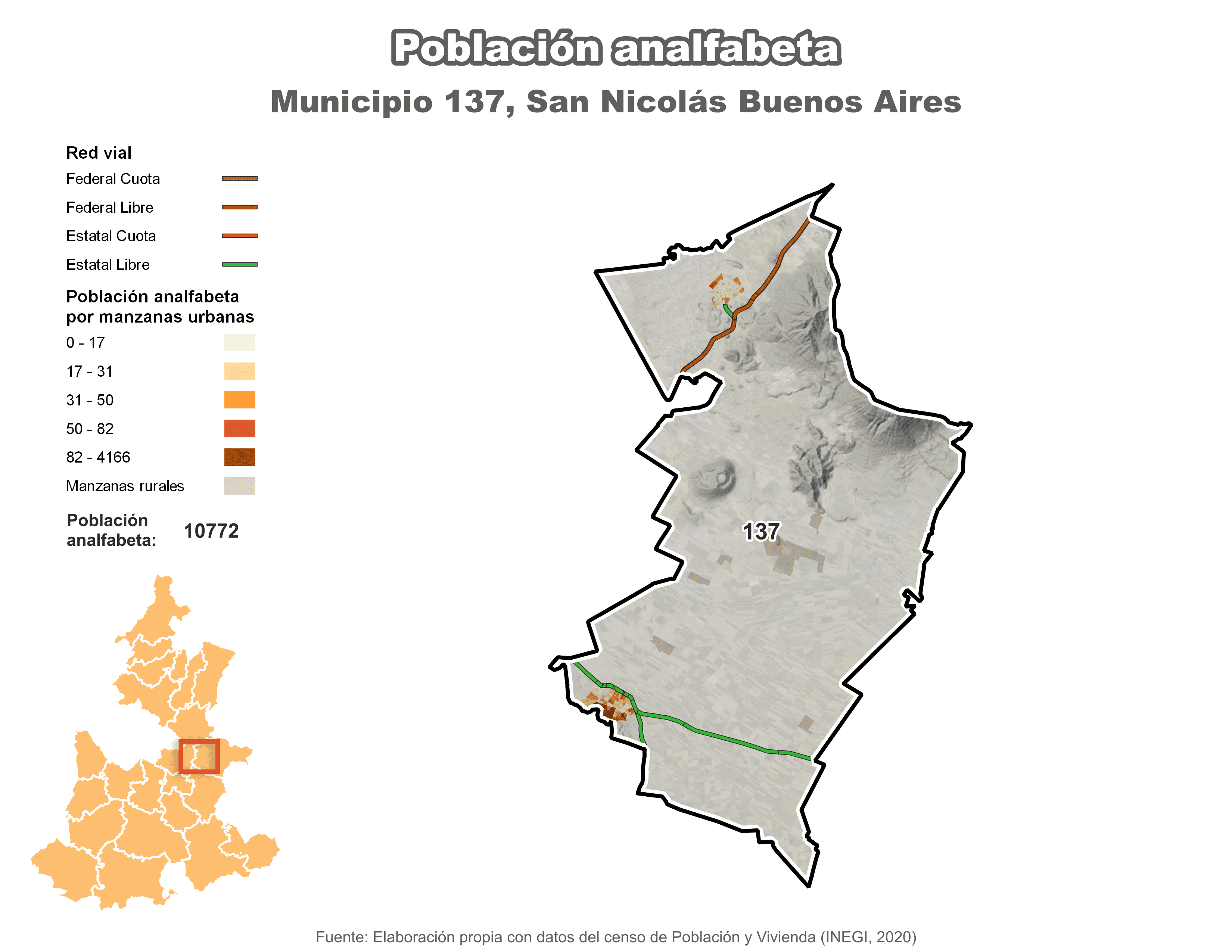 Biblioteca de Mapas - Población analfabeta municipio de San Nicolás Buenos Aires