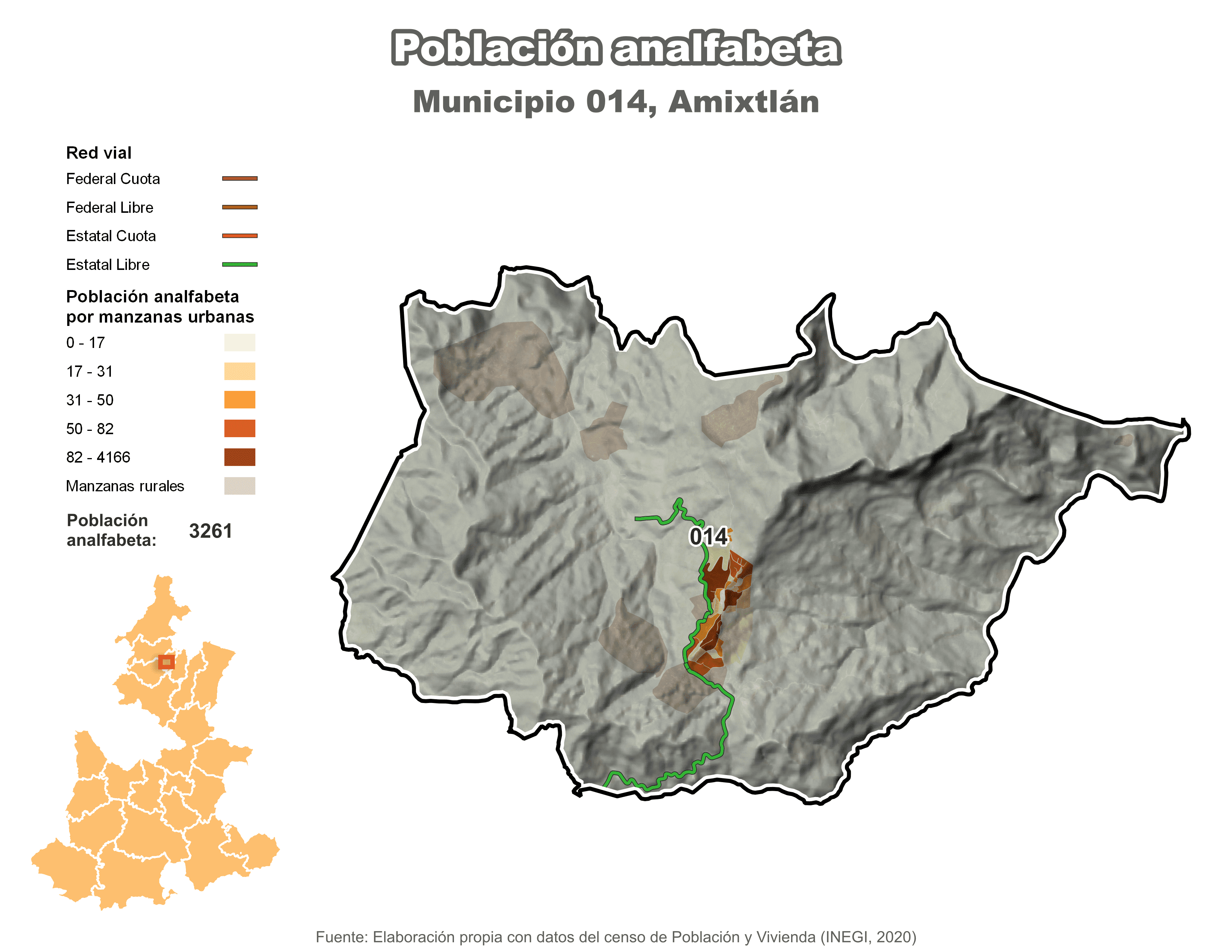 Biblioteca de Mapas - Población analfabeta municipio de Amixtlán