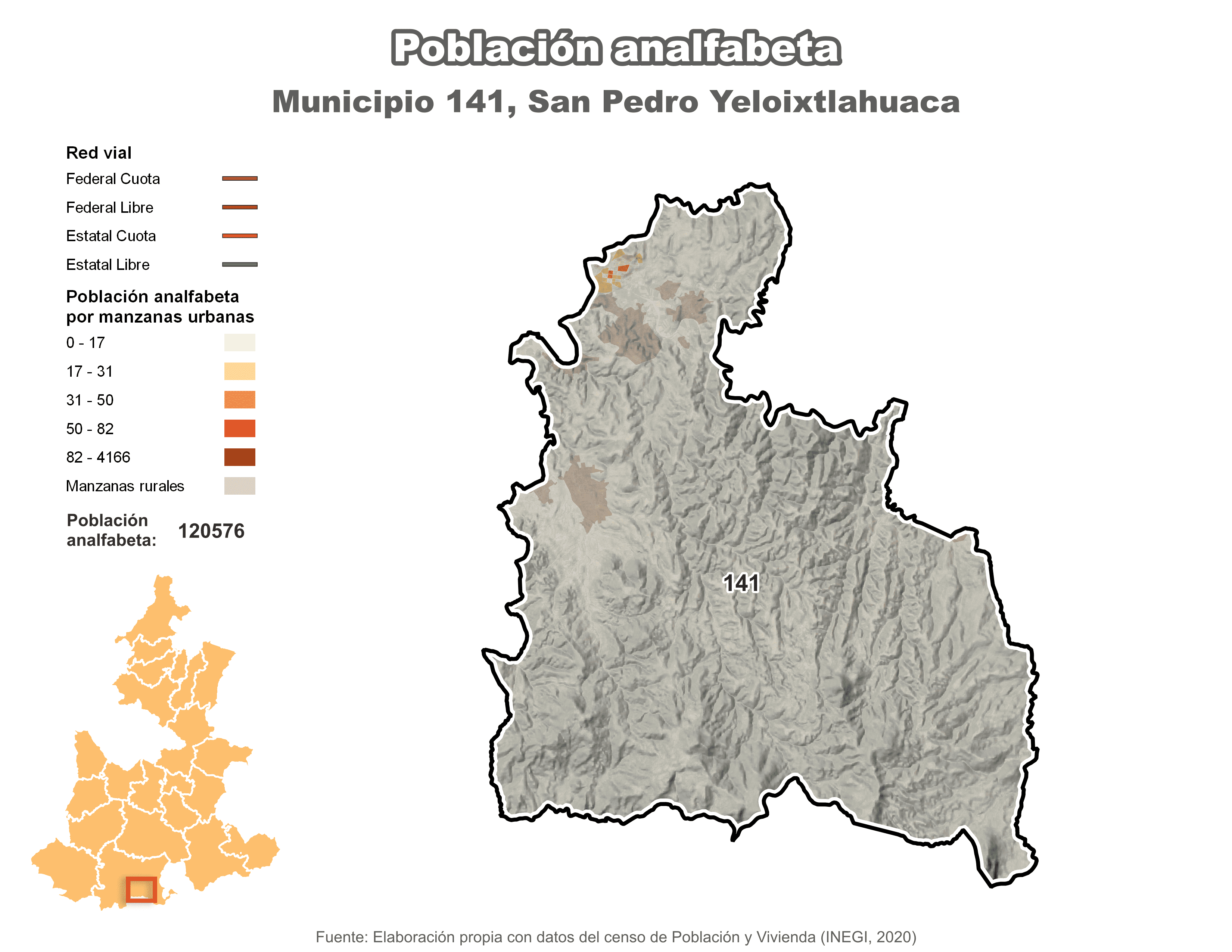 Biblioteca de Mapas - Población analfabeta municipio de San Pedro Yeloixtlahuaca