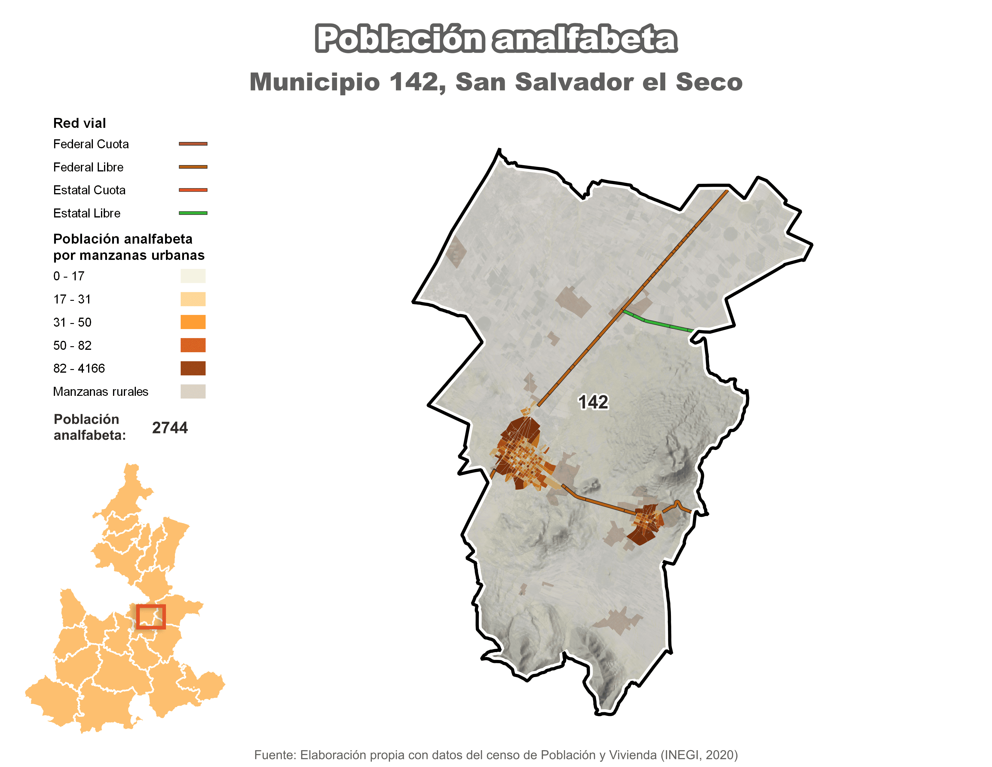 Biblioteca de Mapas - Población analfabeta municipio de San Salvador el Seco