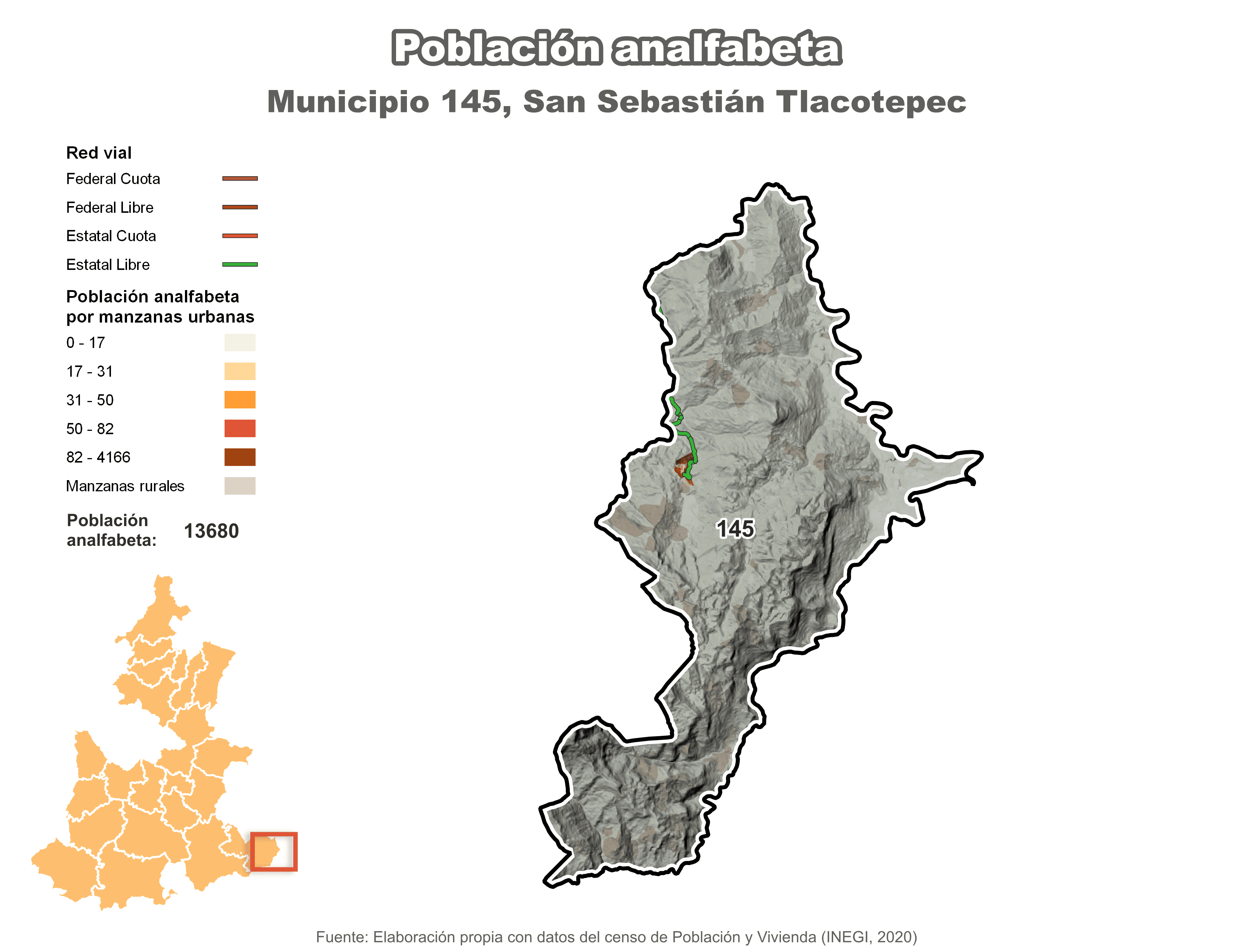 Biblioteca de Mapas - Población analfabeta municipio de San Salvador Tlacotepec