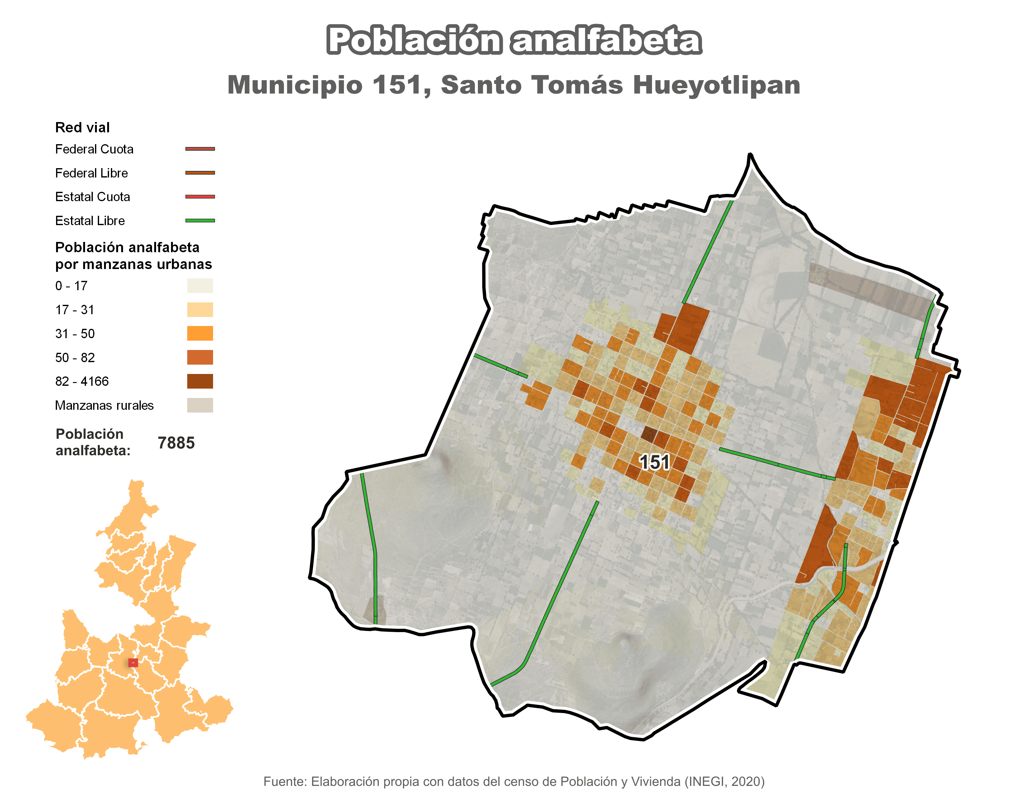 Biblioteca de Mapas - Población analfabeta municipio de Santo Tomás Hueyotlipan