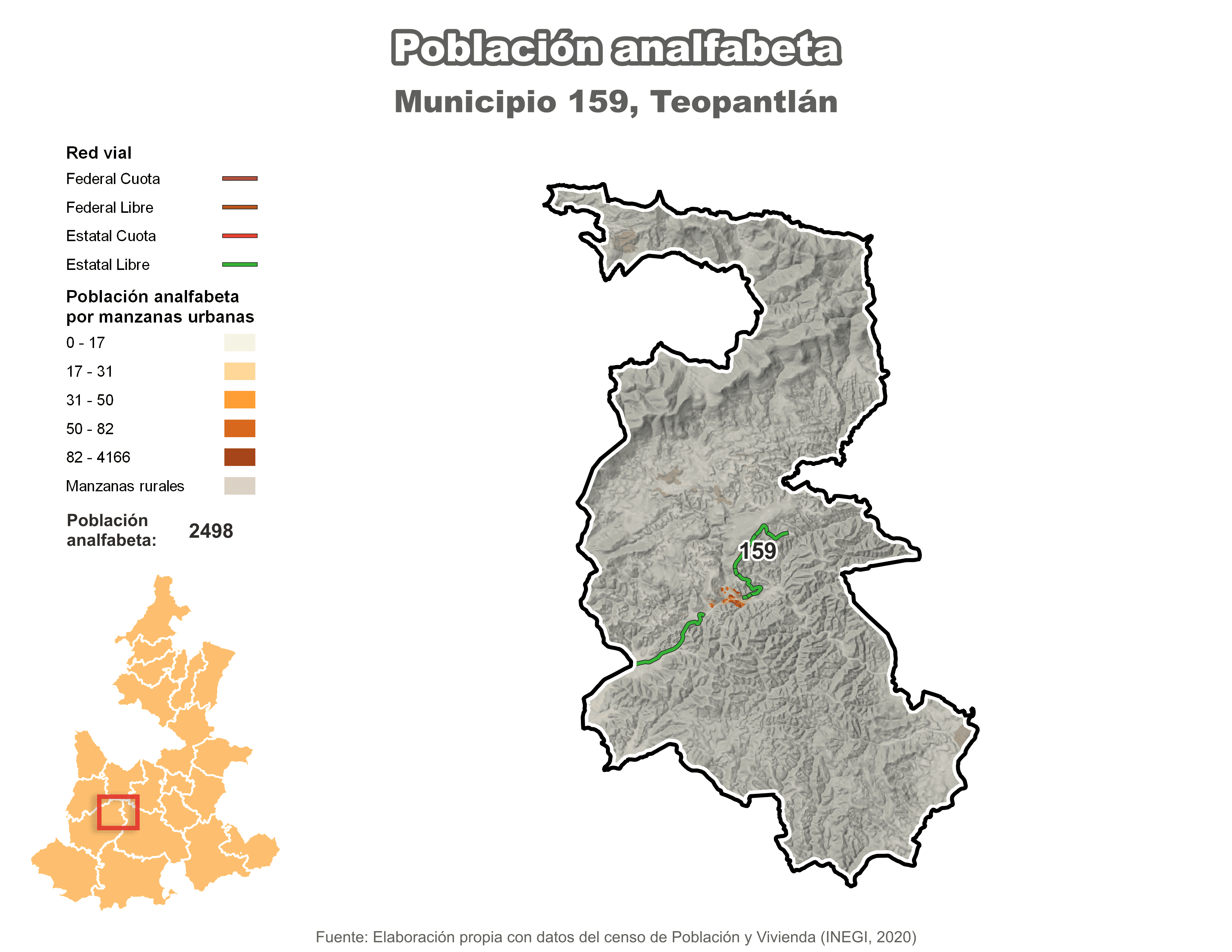 Biblioteca de Mapas - Población analfabeta municipio de Teopantlán