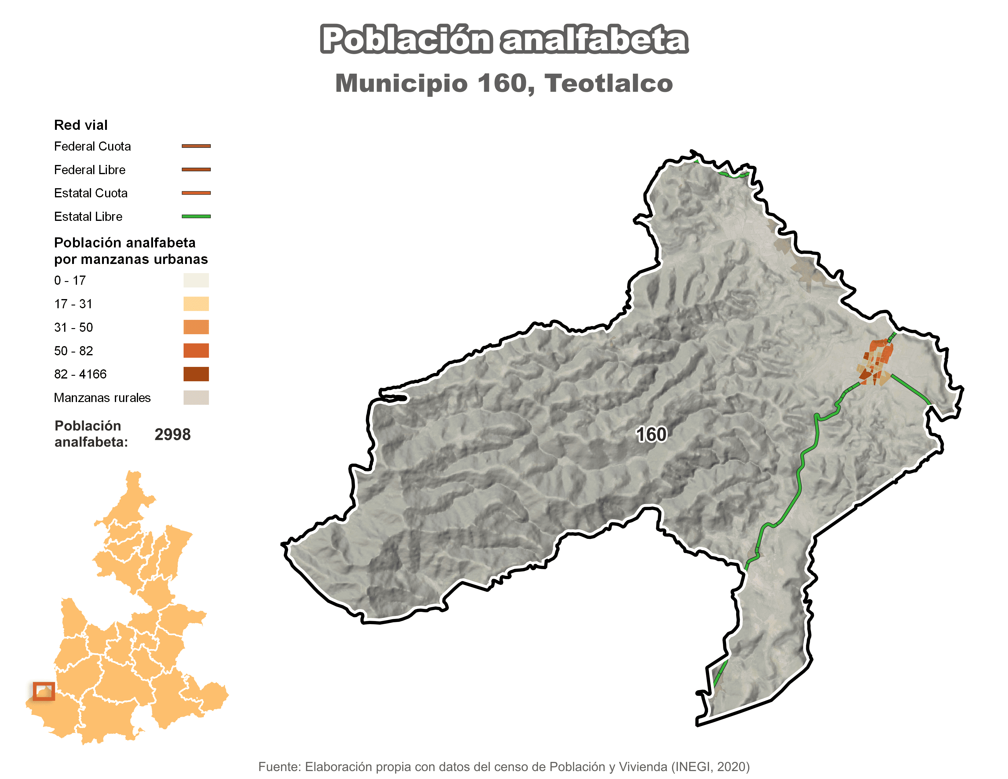 Biblioteca de Mapas - Población analfabeta municipio de Teotlalco