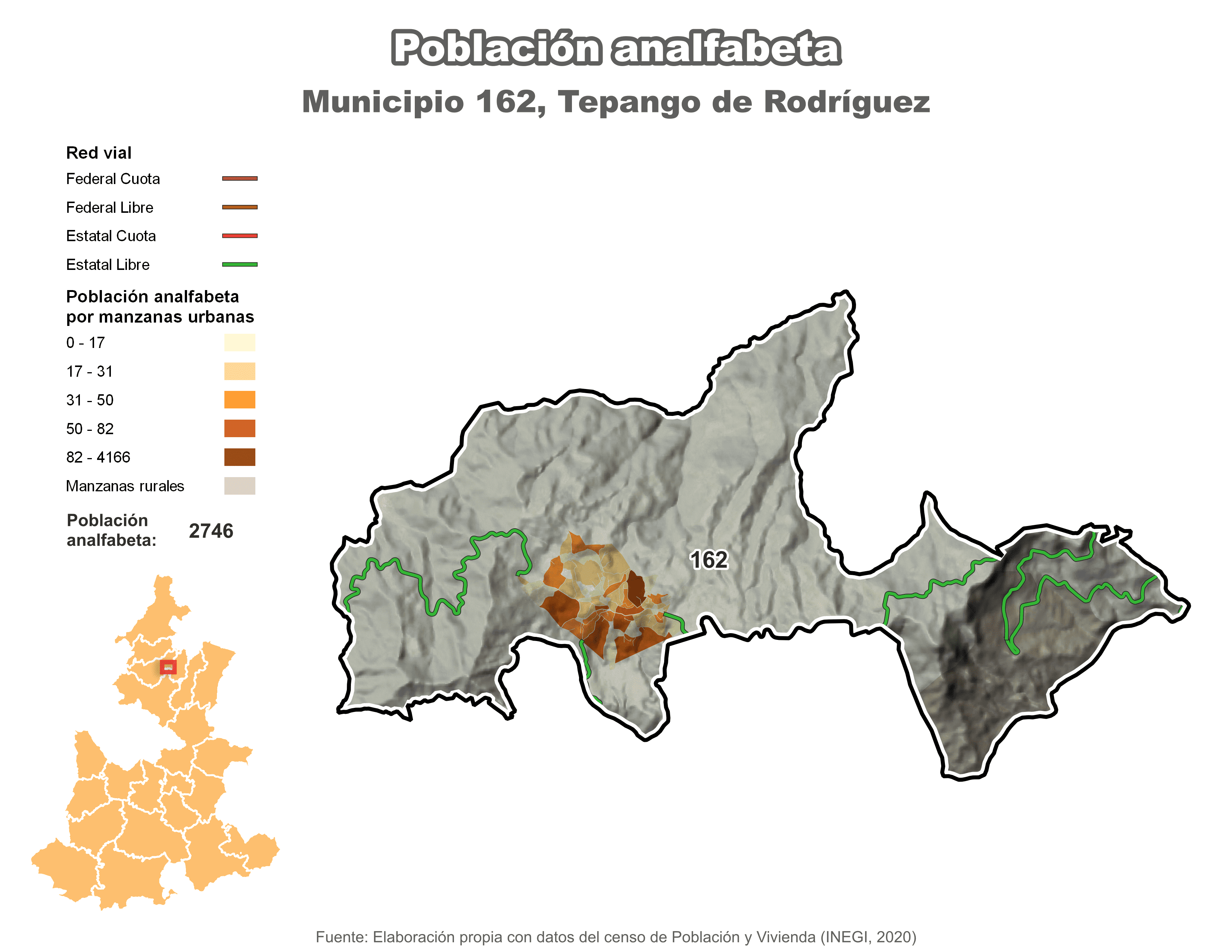 Biblioteca de Mapas - Población analfabeta municipio de Tepanco de Rodríguez