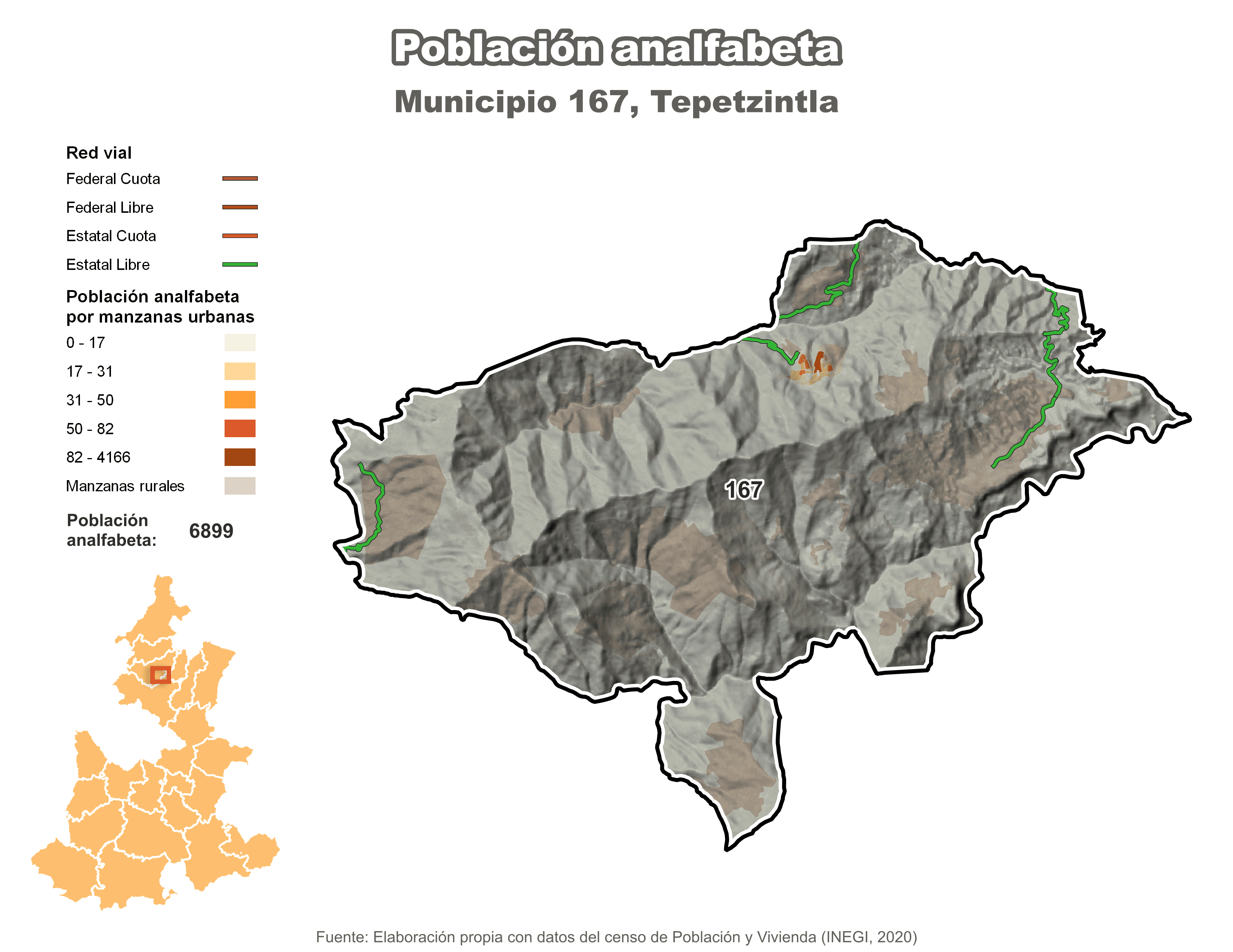 Biblioteca de Mapas - Población analfabeta municipio de Tepetzintla