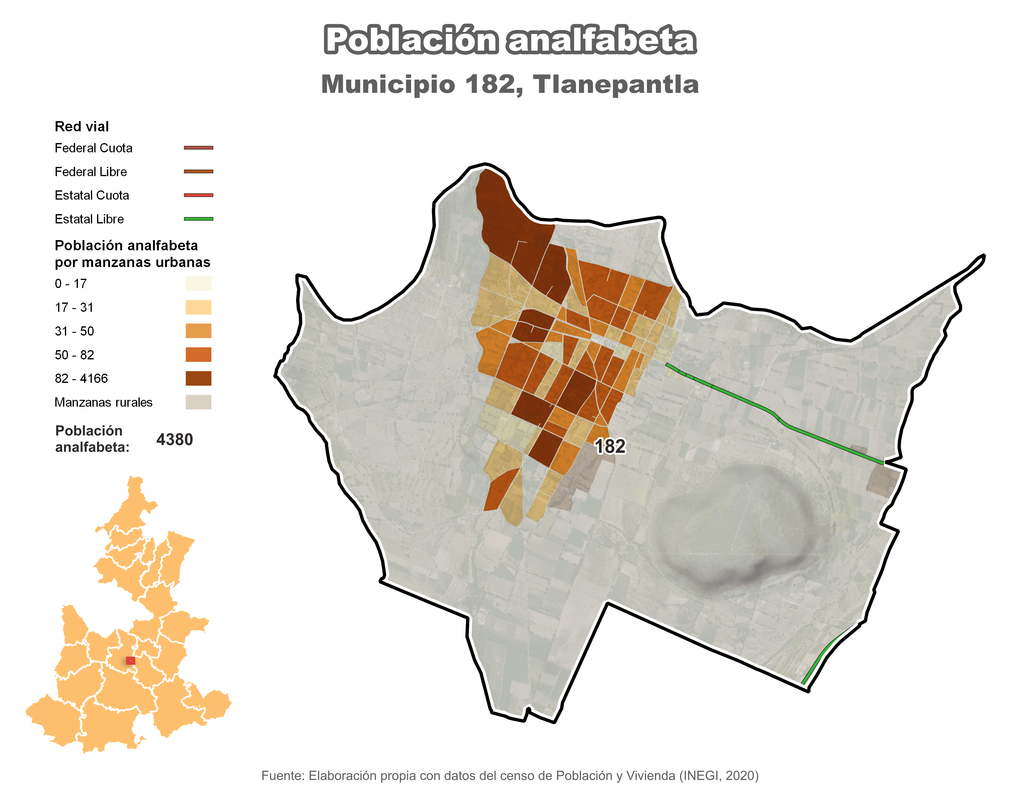 Biblioteca de Mapas - Población analfabeta municipio de Tlanepantla