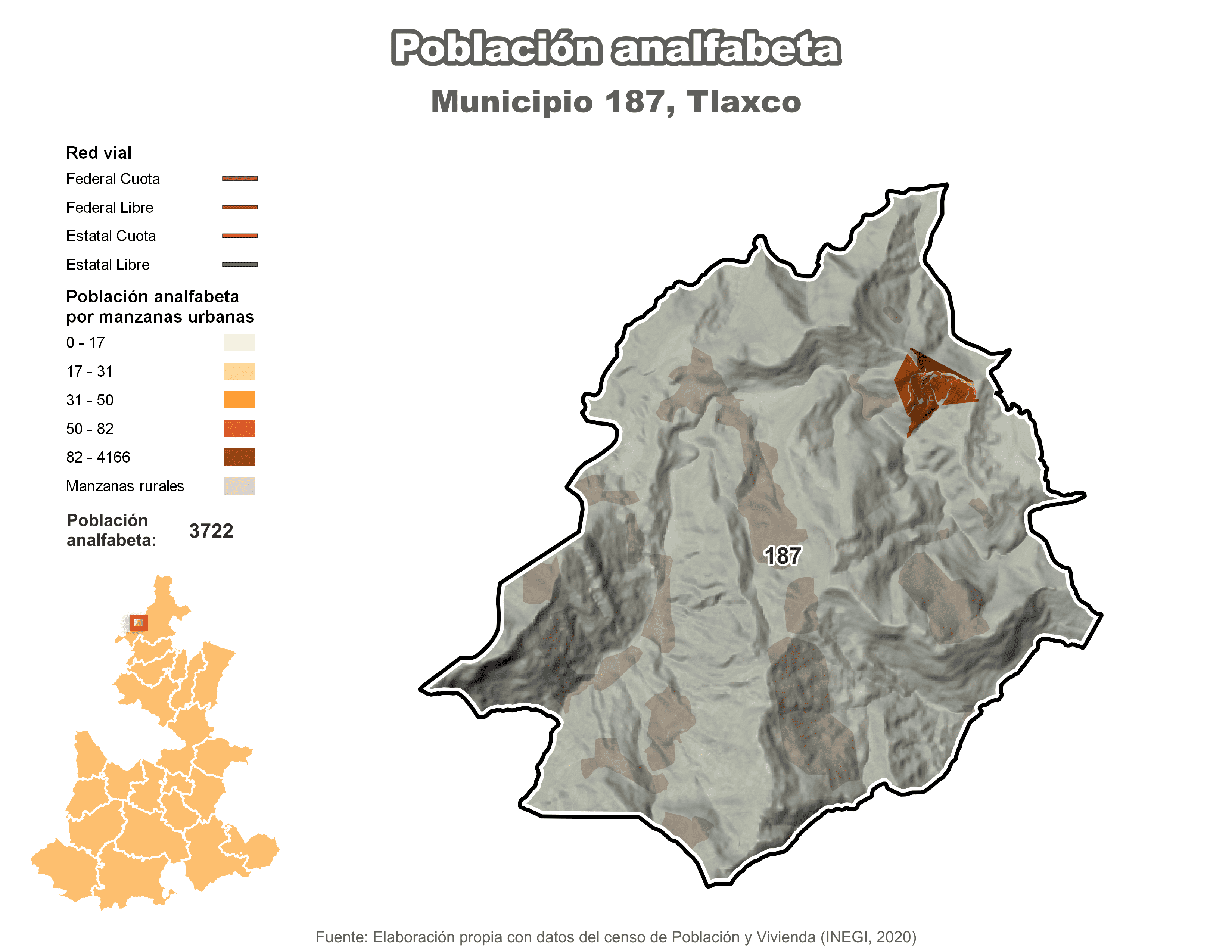 Biblioteca de Mapas - Población analfabeta municipio de Tlaxco