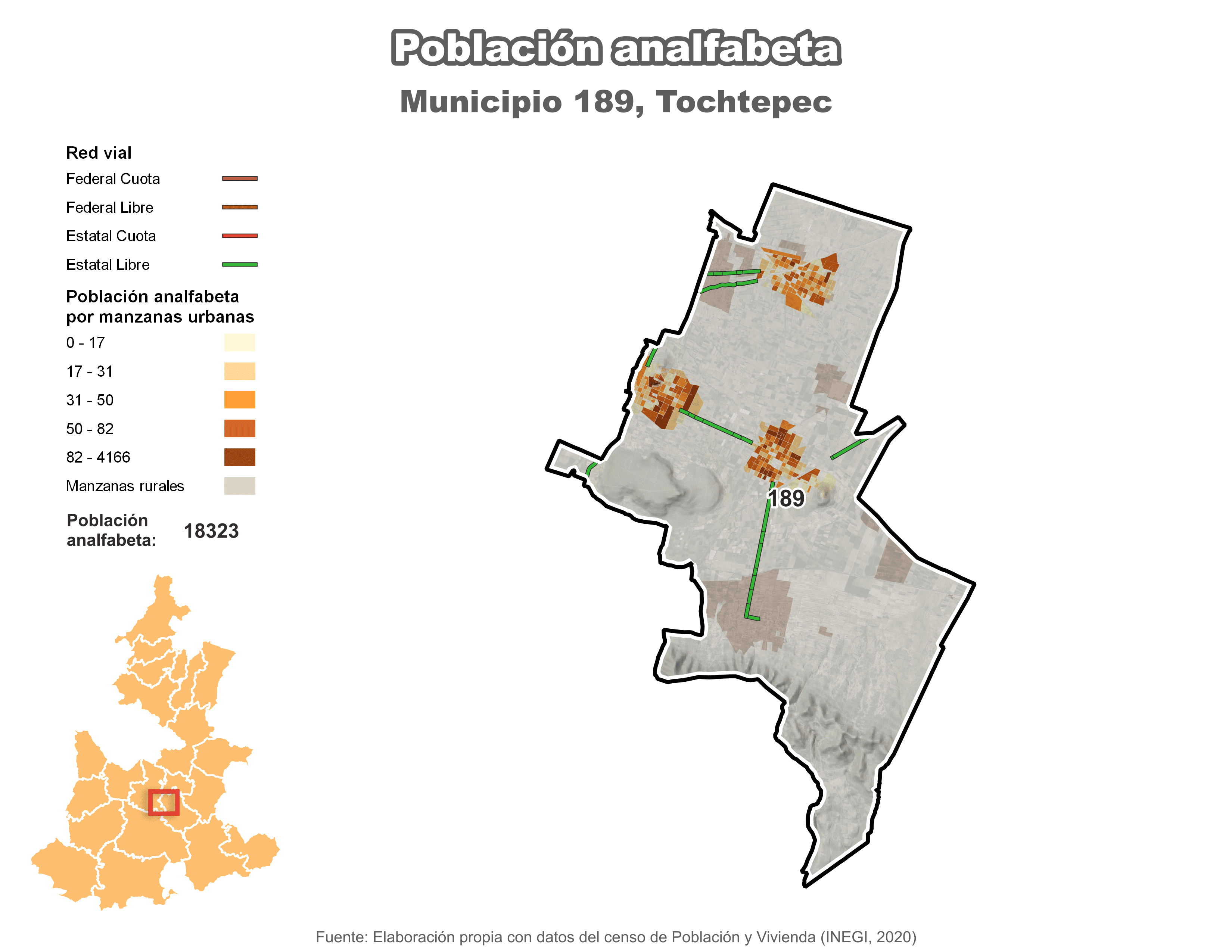 Biblioteca de Mapas - Población analfabeta municipio de Tochtepec