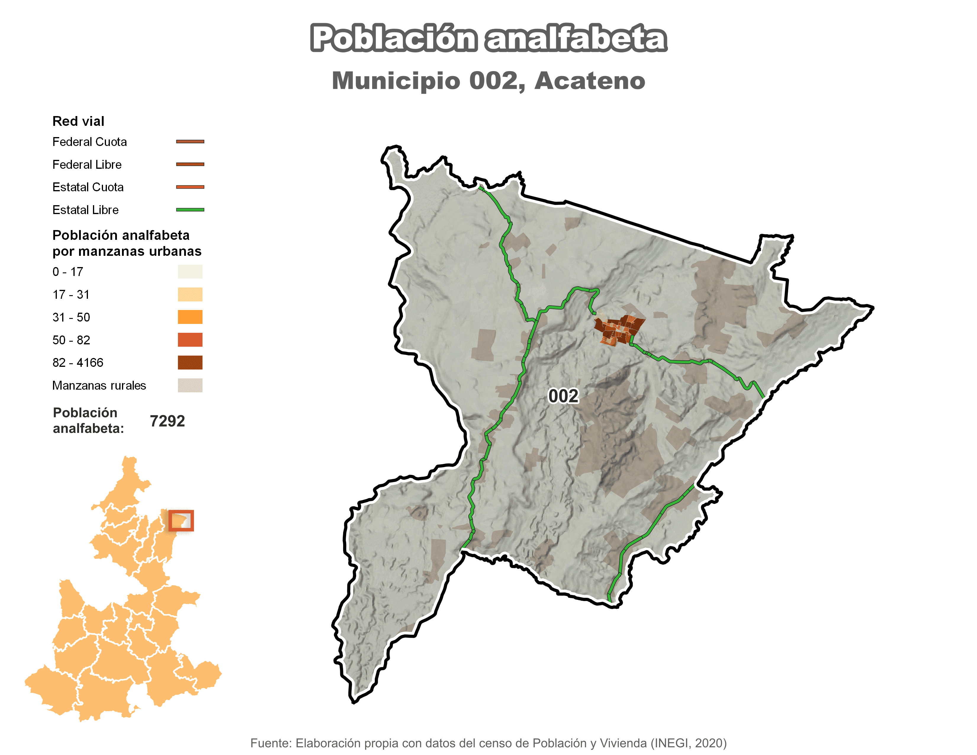 Biblioteca de Mapas - Población analfabeta municipio de Acateno