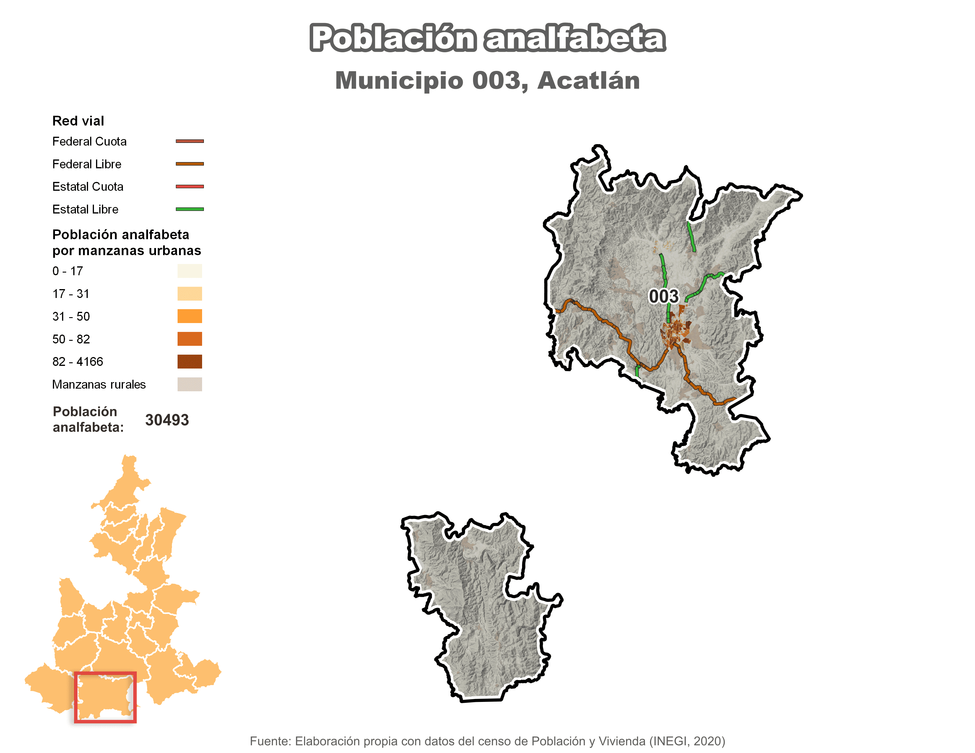 Biblioteca de Mapas - Población analfabeta municipio de Acatlán