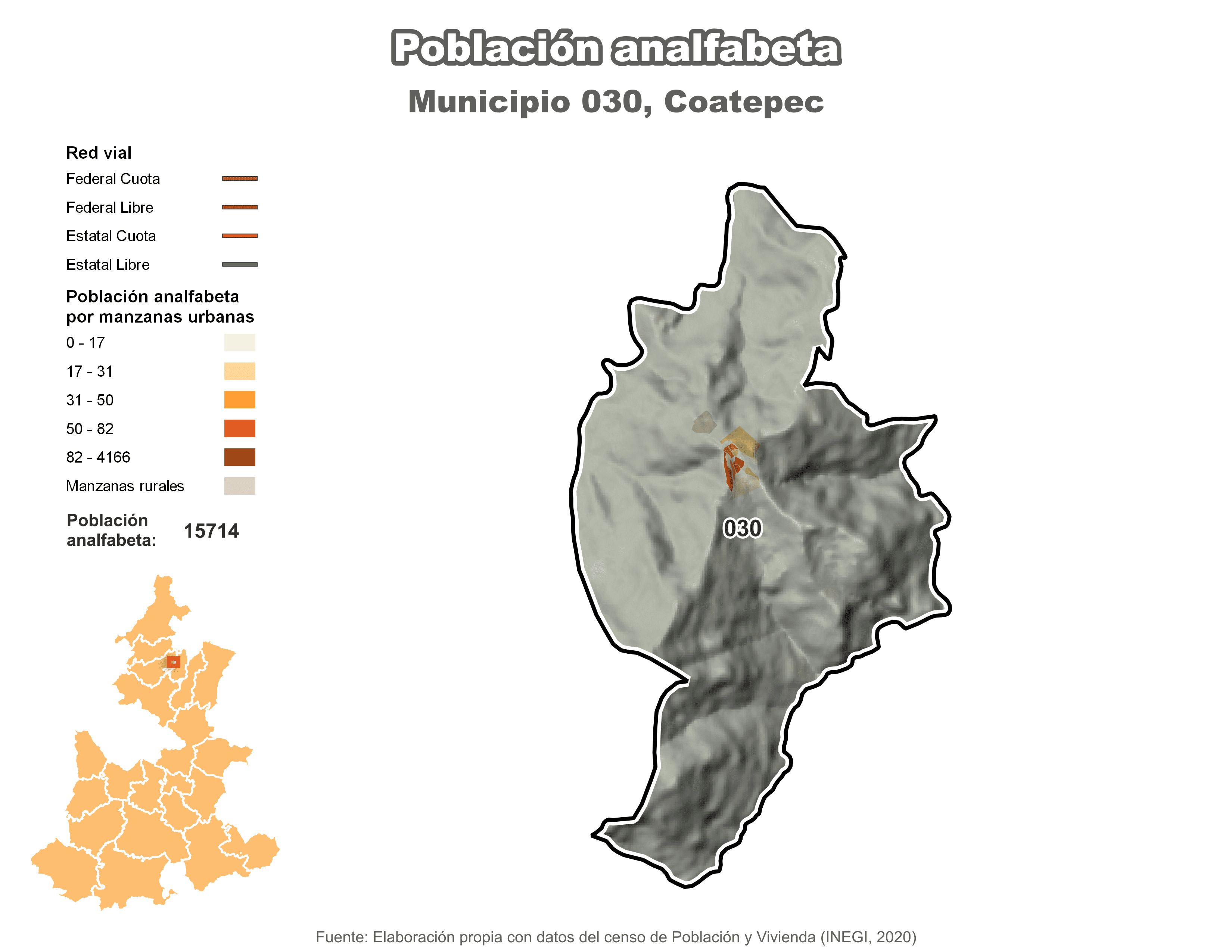 Biblioteca de Mapas - Población analfabeta municipio de Coatepec