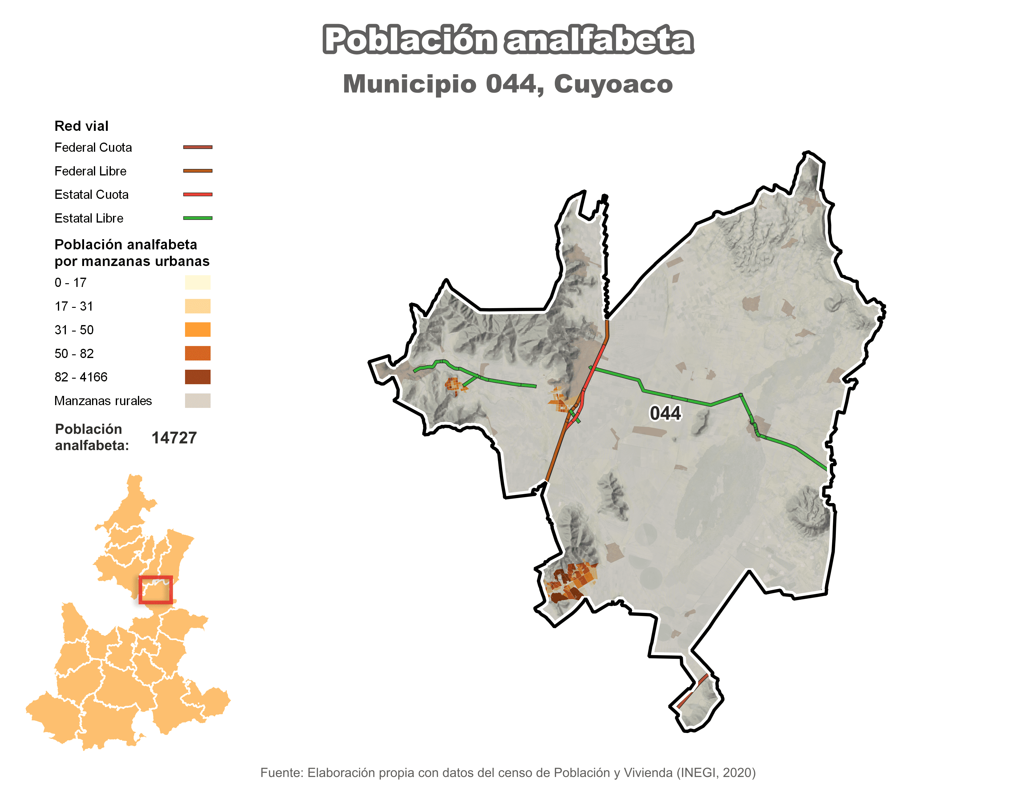 Biblioteca de Mapas - Población analfabeta municipio de Cuyoaco