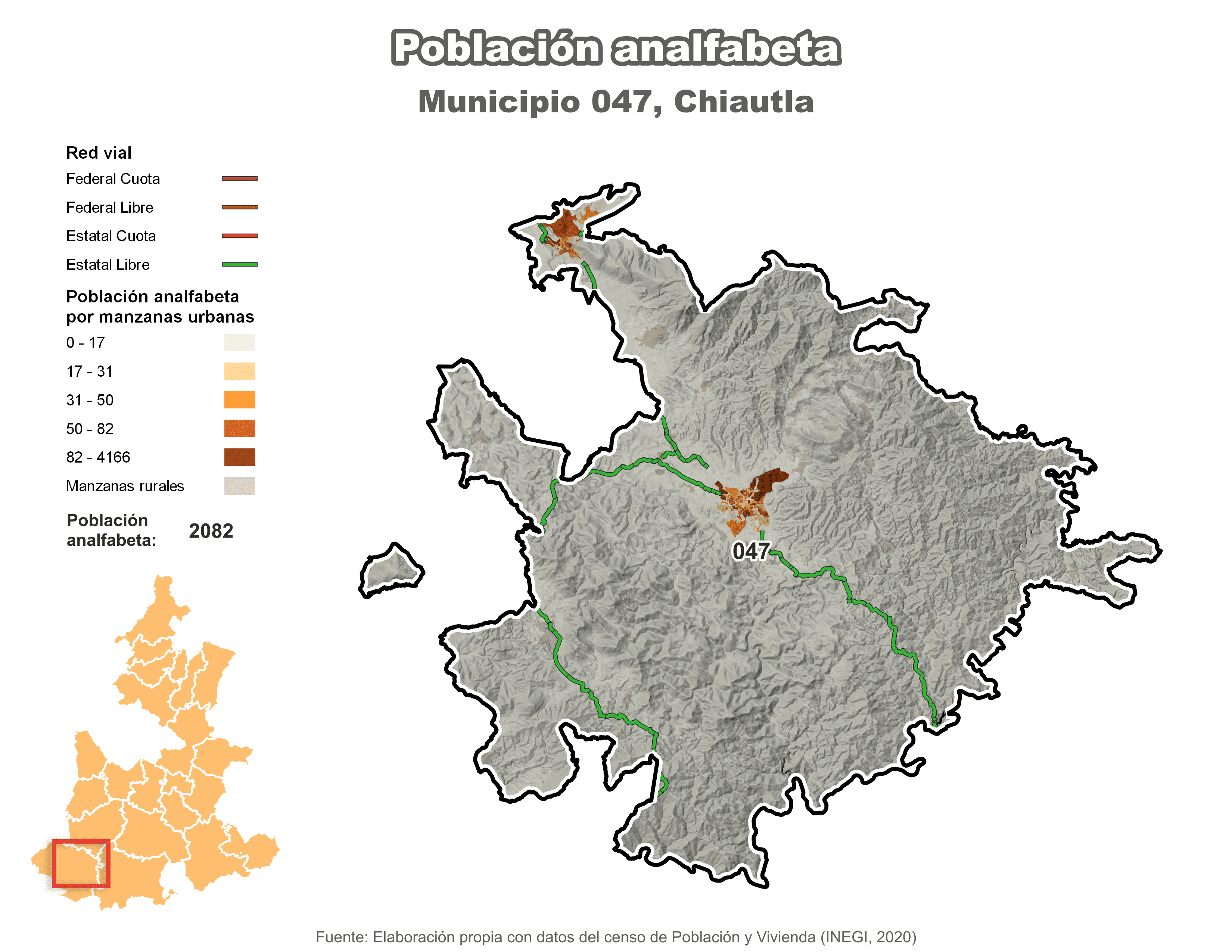 Biblioteca de Mapas - Población analfabeta municipio de Chiautla