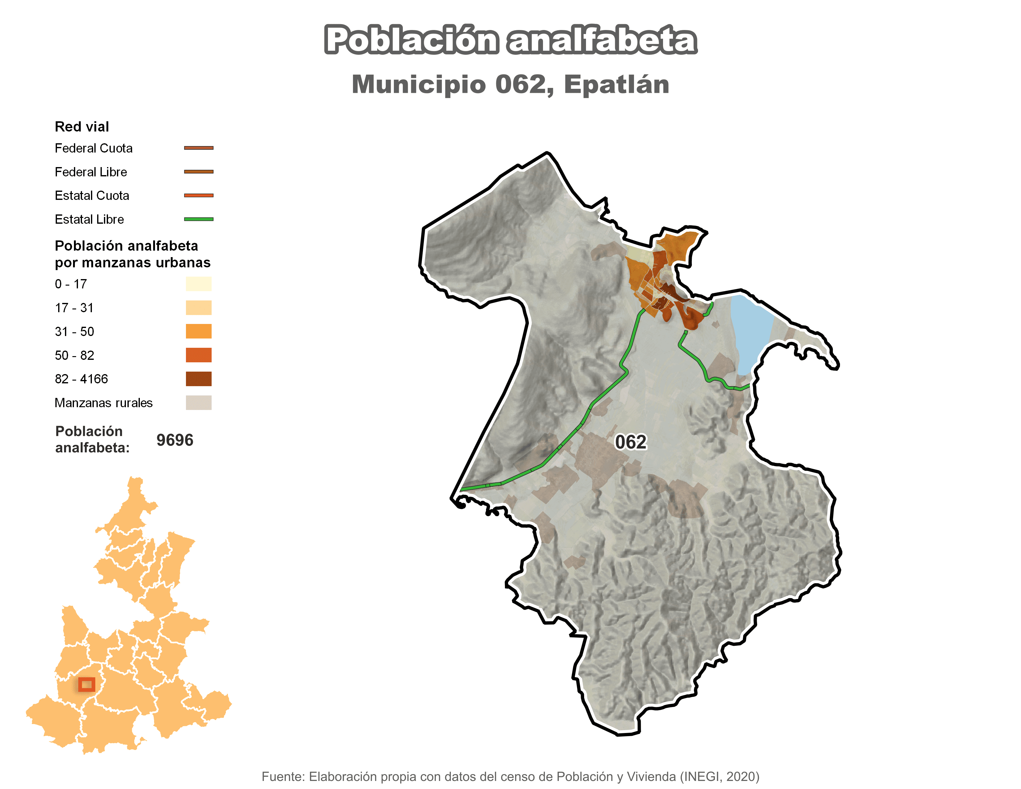 Biblioteca de Mapas - Población analfabeta municipio de Epatlán