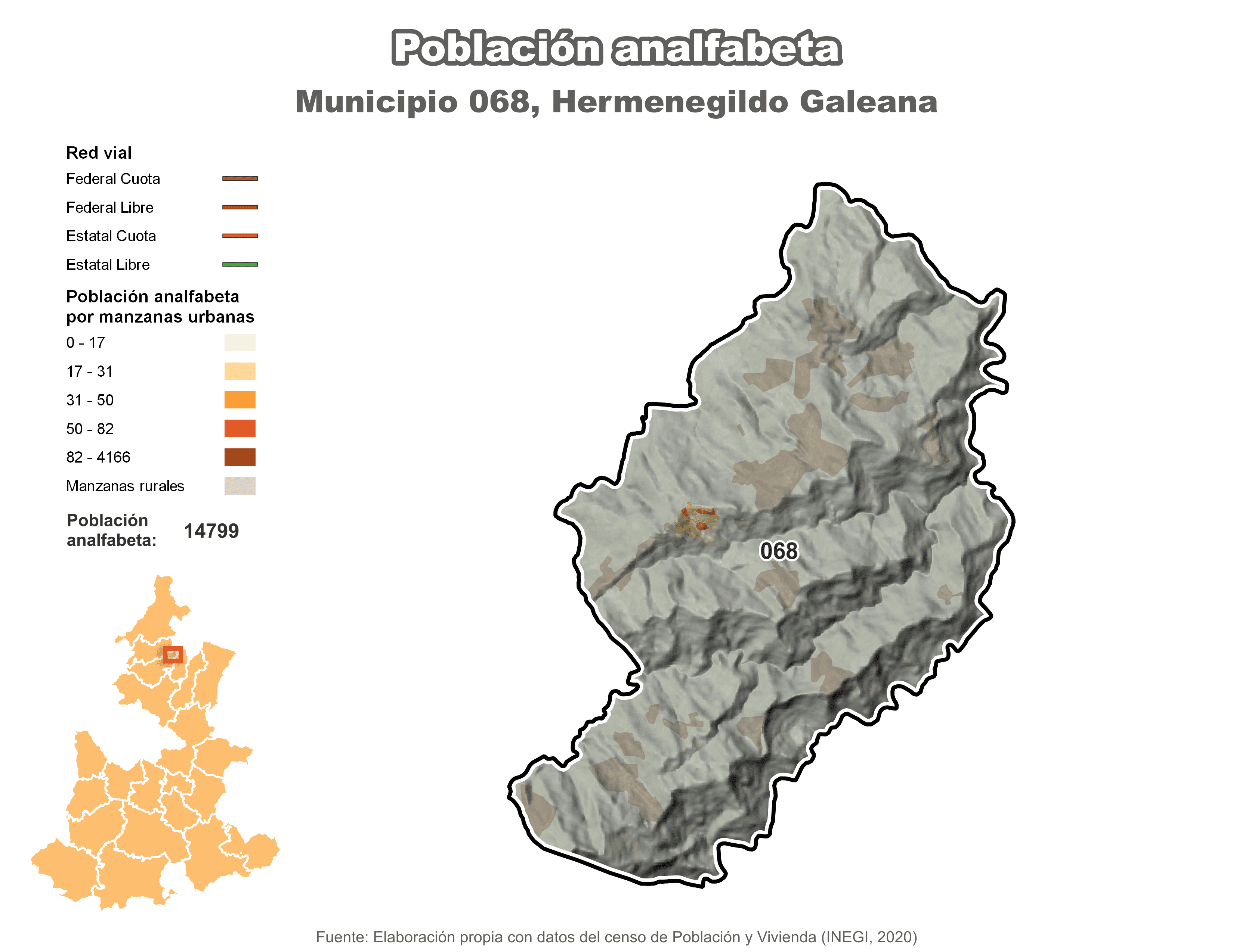 Biblioteca de Mapas - Población analfabeta municipio de Hermenegildo Galeana