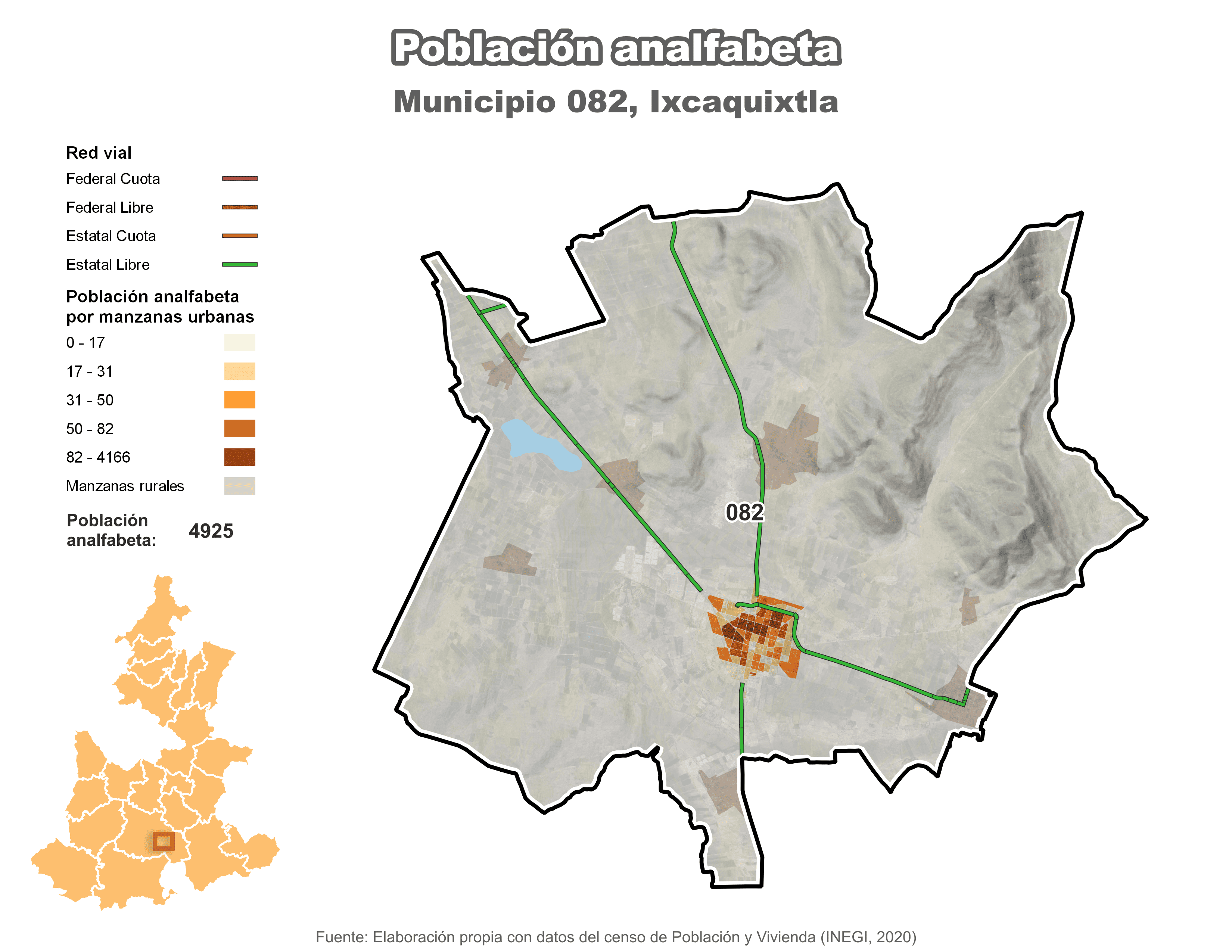 Biblioteca de Mapas - Población analfabeta municipio de Ixcaquixtla