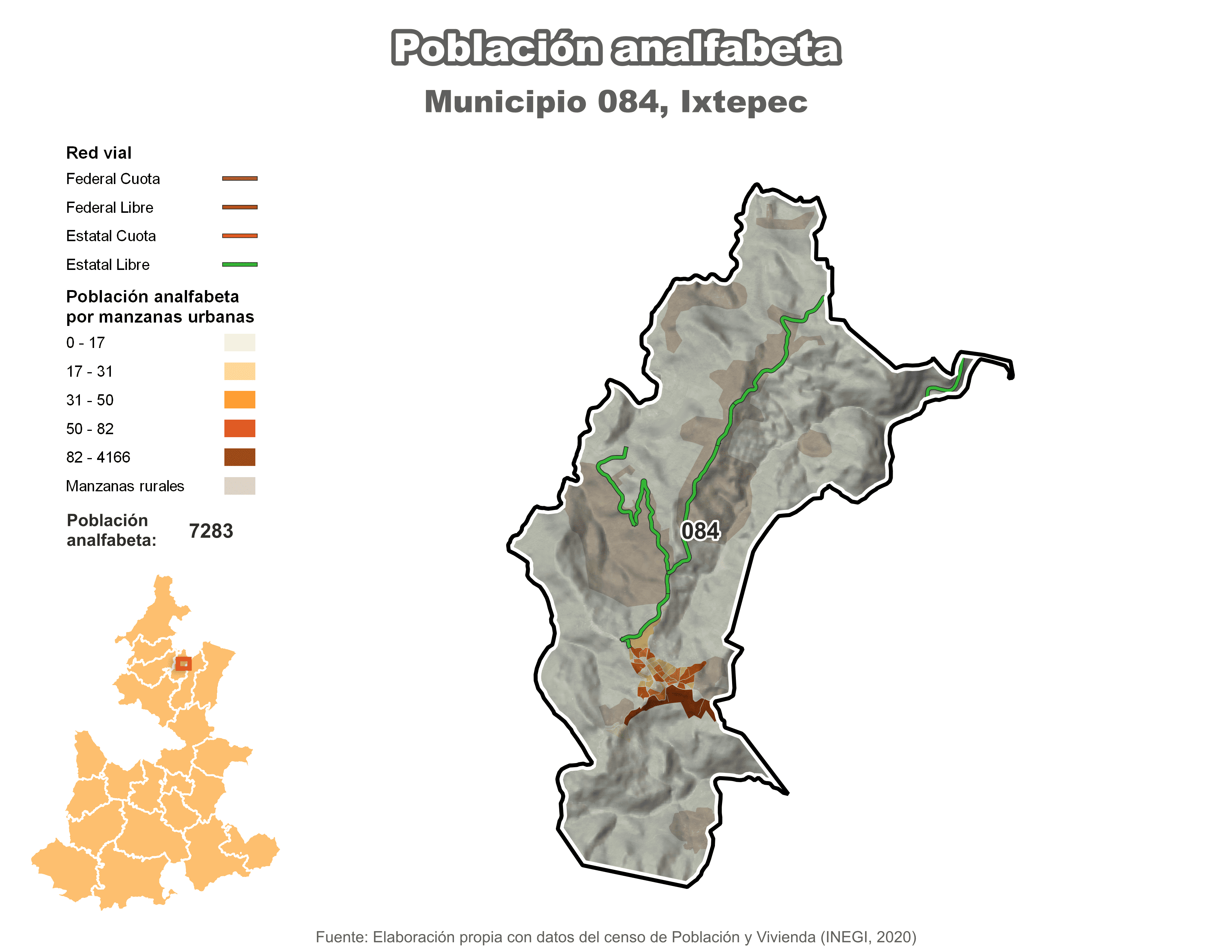 Biblioteca de Mapas - Población analfabeta municipio de Ixtepec