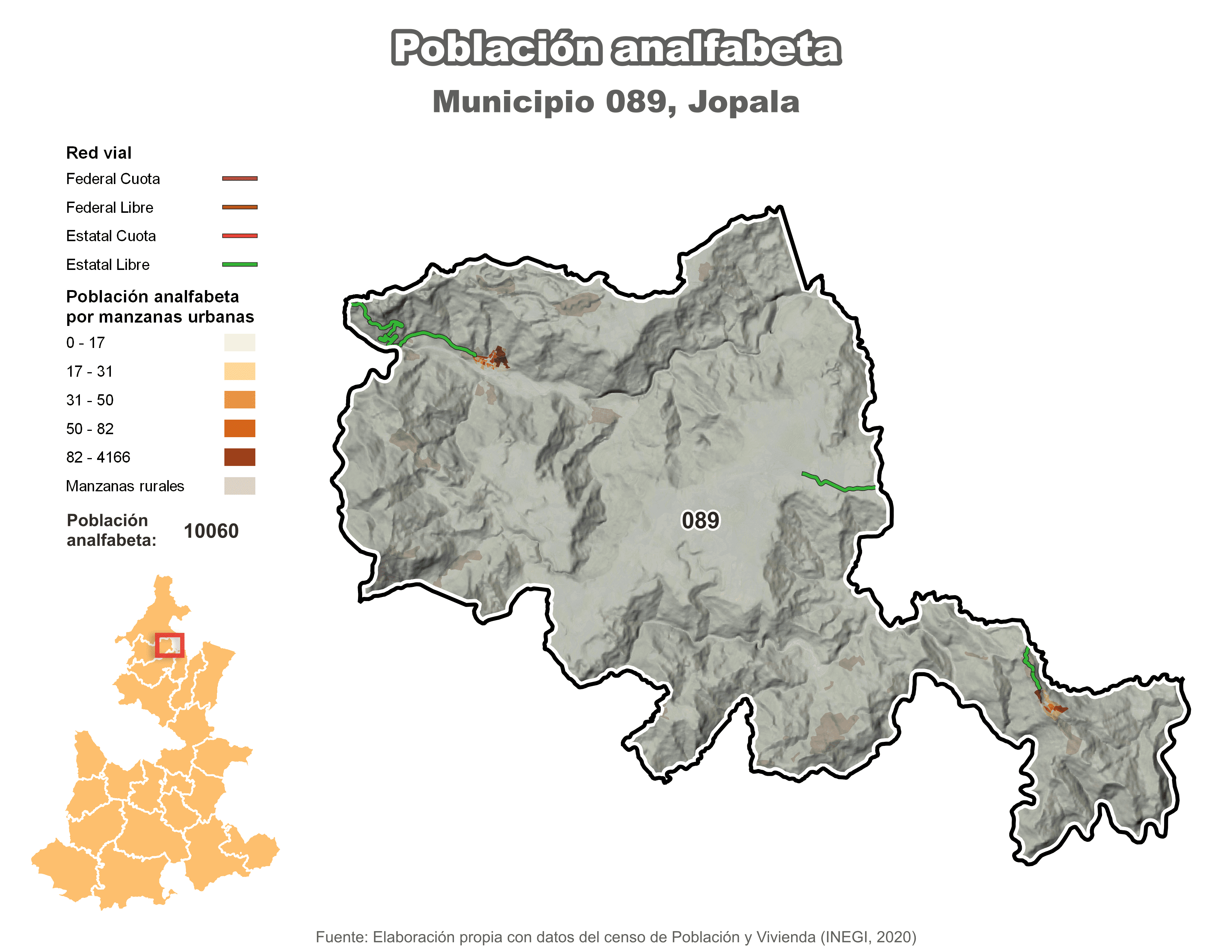 Biblioteca de Mapas - Población analfabeta municipio de Jopala