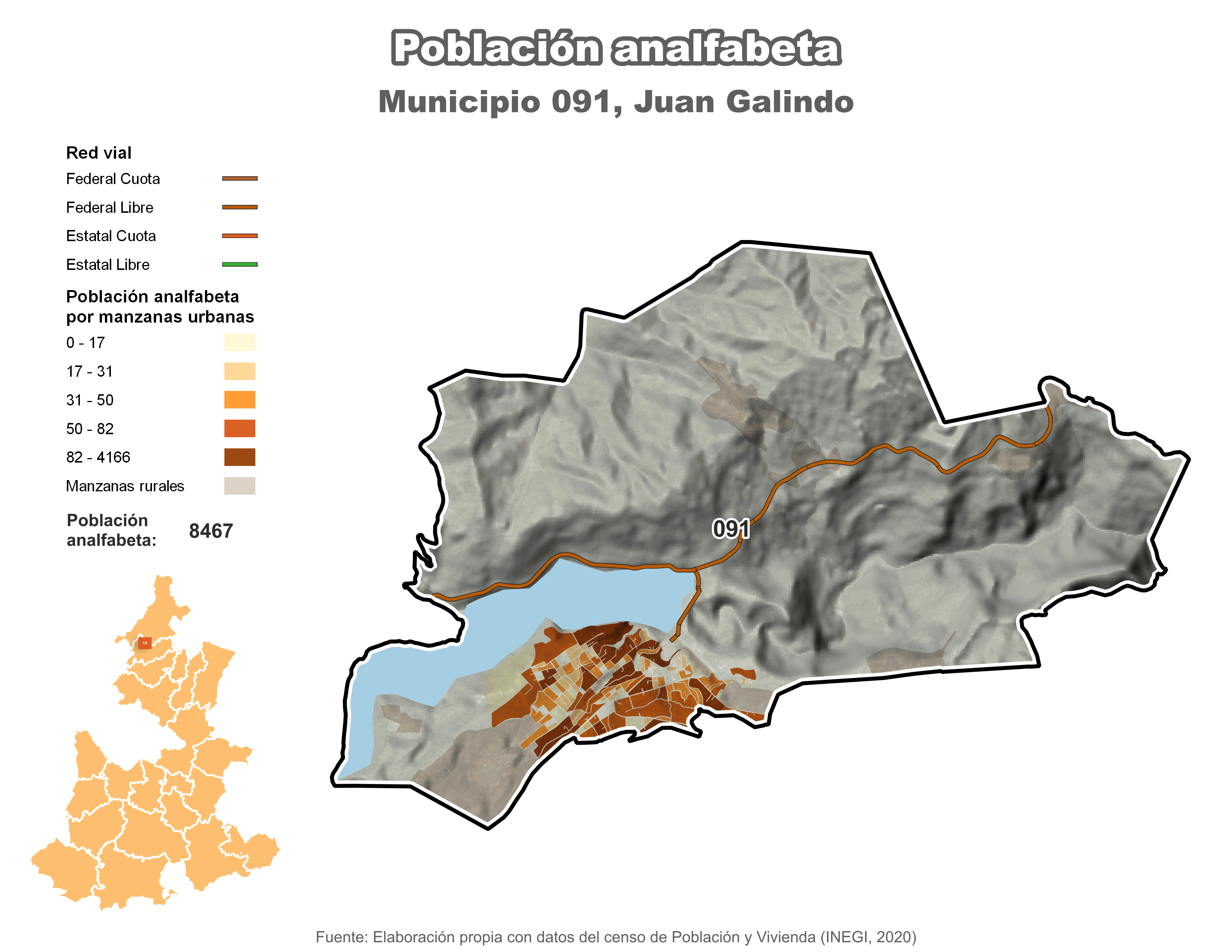 Biblioteca de Mapas - Población analfabeta municipio de Juan Galindo