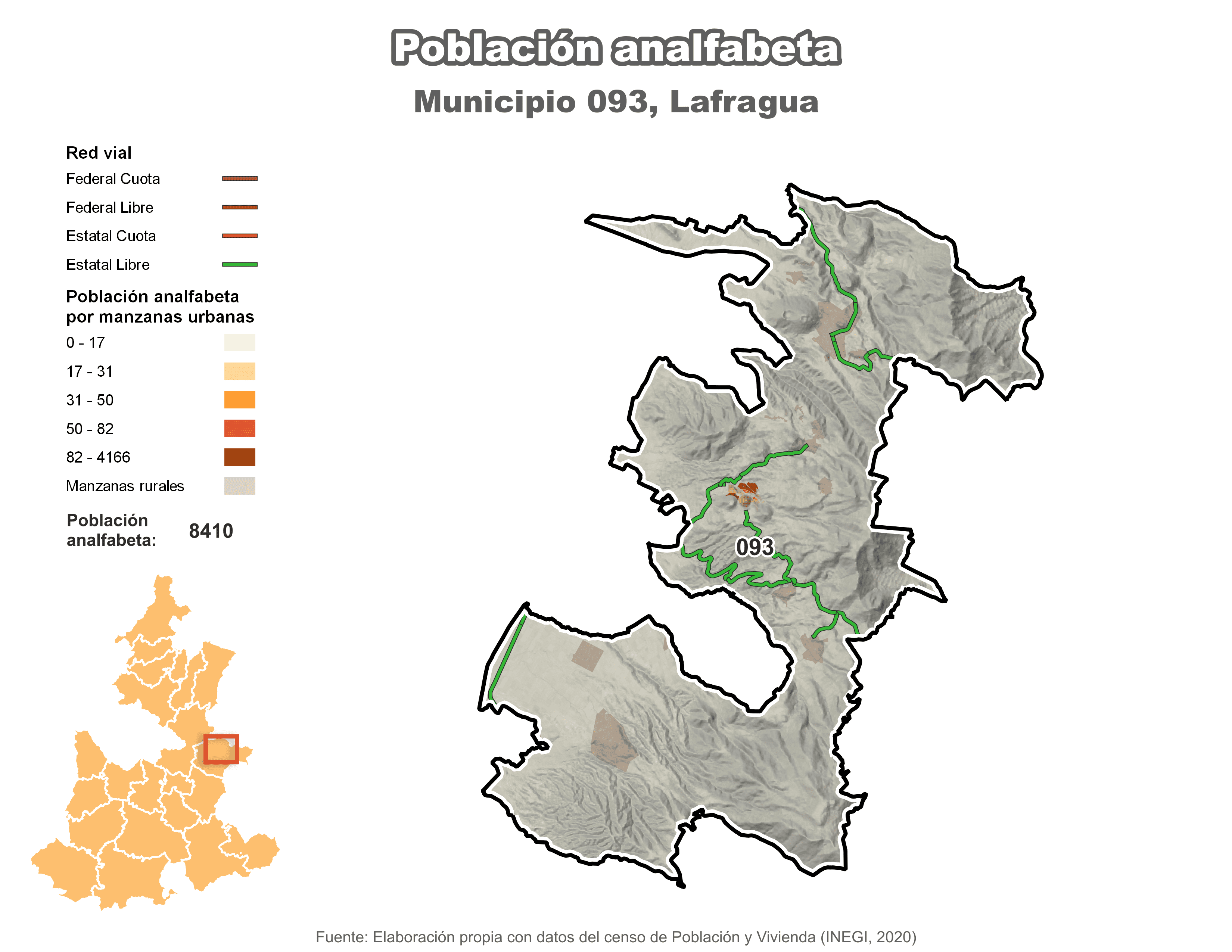 Biblioteca de Mapas - Población analfabeta municipio de Lafragua