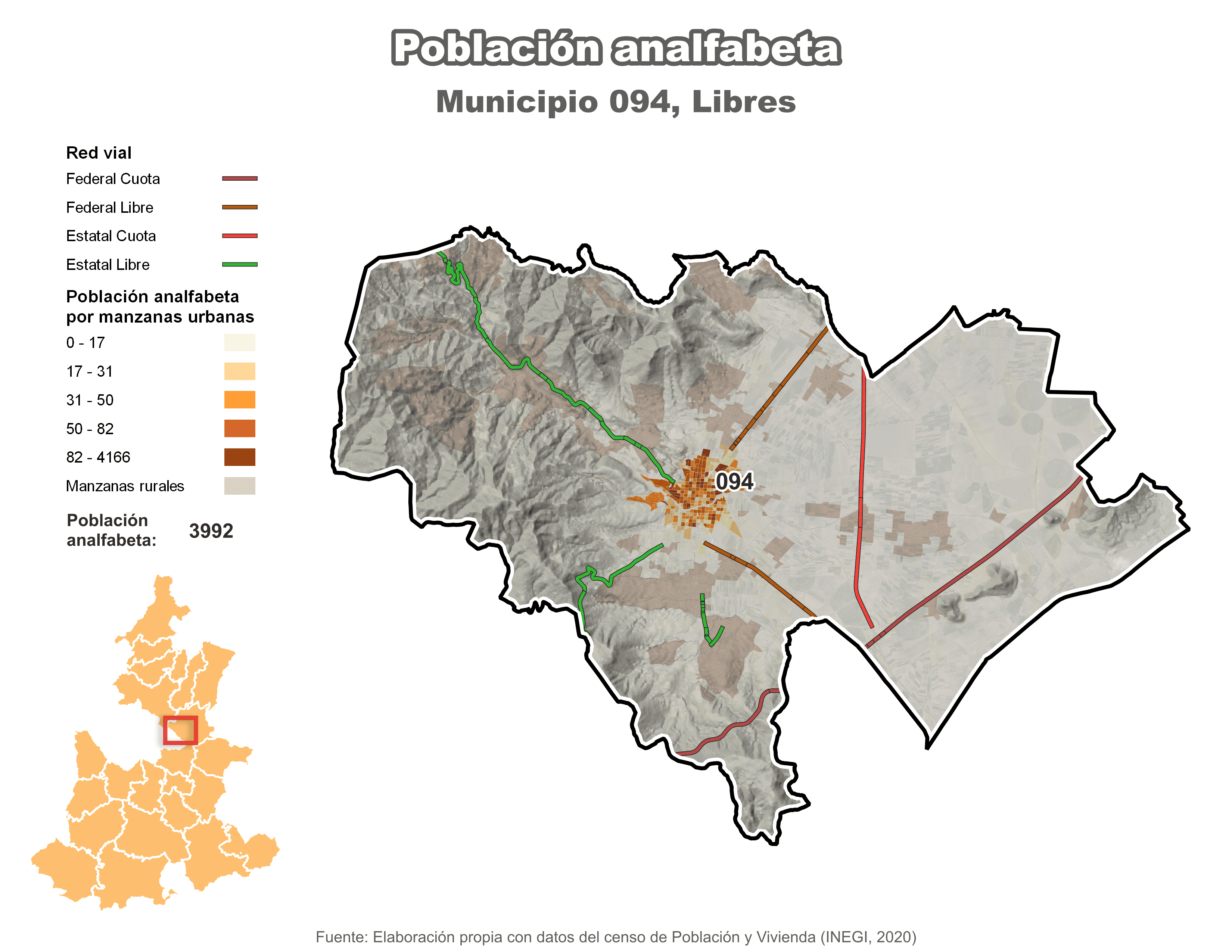 Biblioteca de Mapas - Población analfabeta municipio de Libres