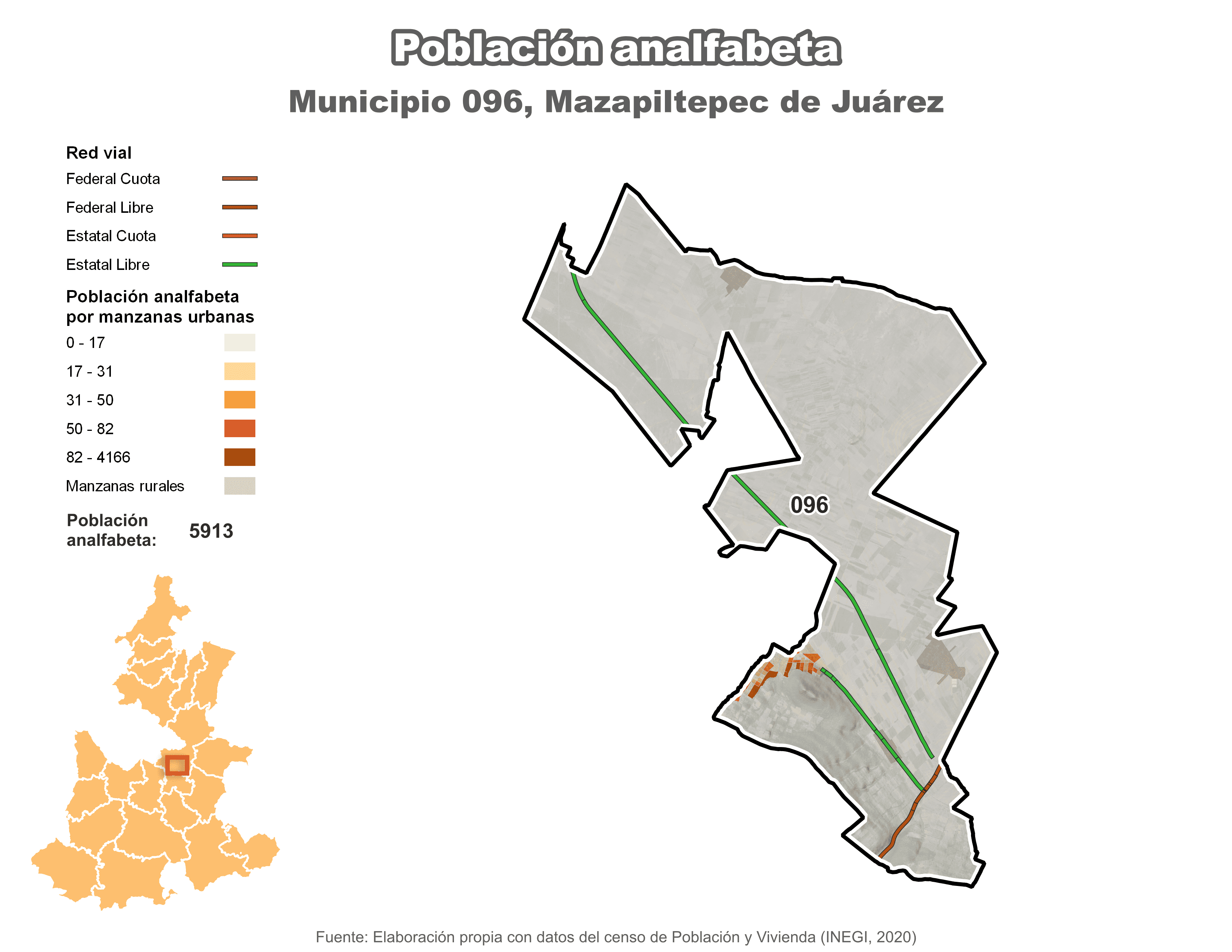 Biblioteca de Mapas - Población analfabeta municipio de Mazapiltepec de Juárez