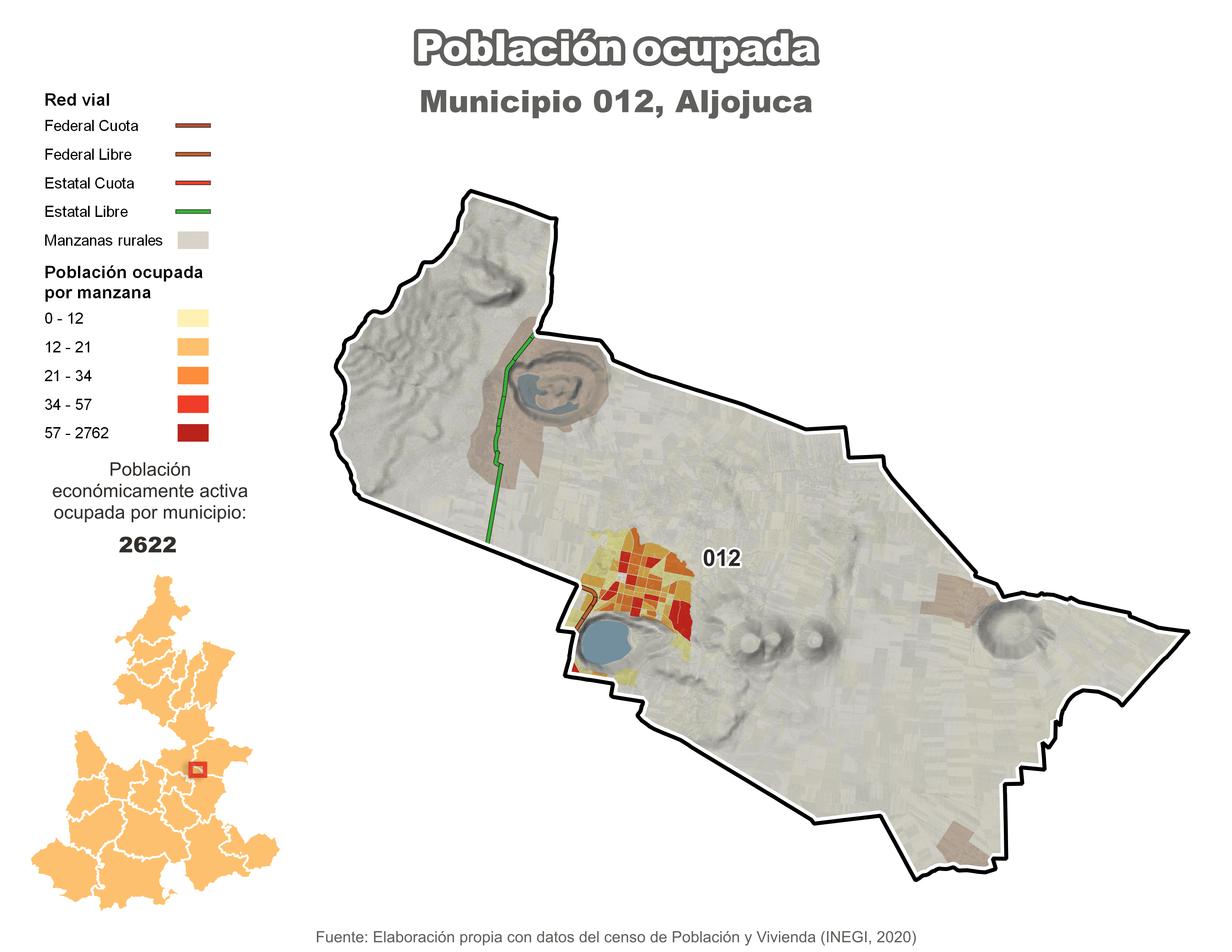 Biblioteca de Mapas - Población ocupada en municipio de Aljojuca