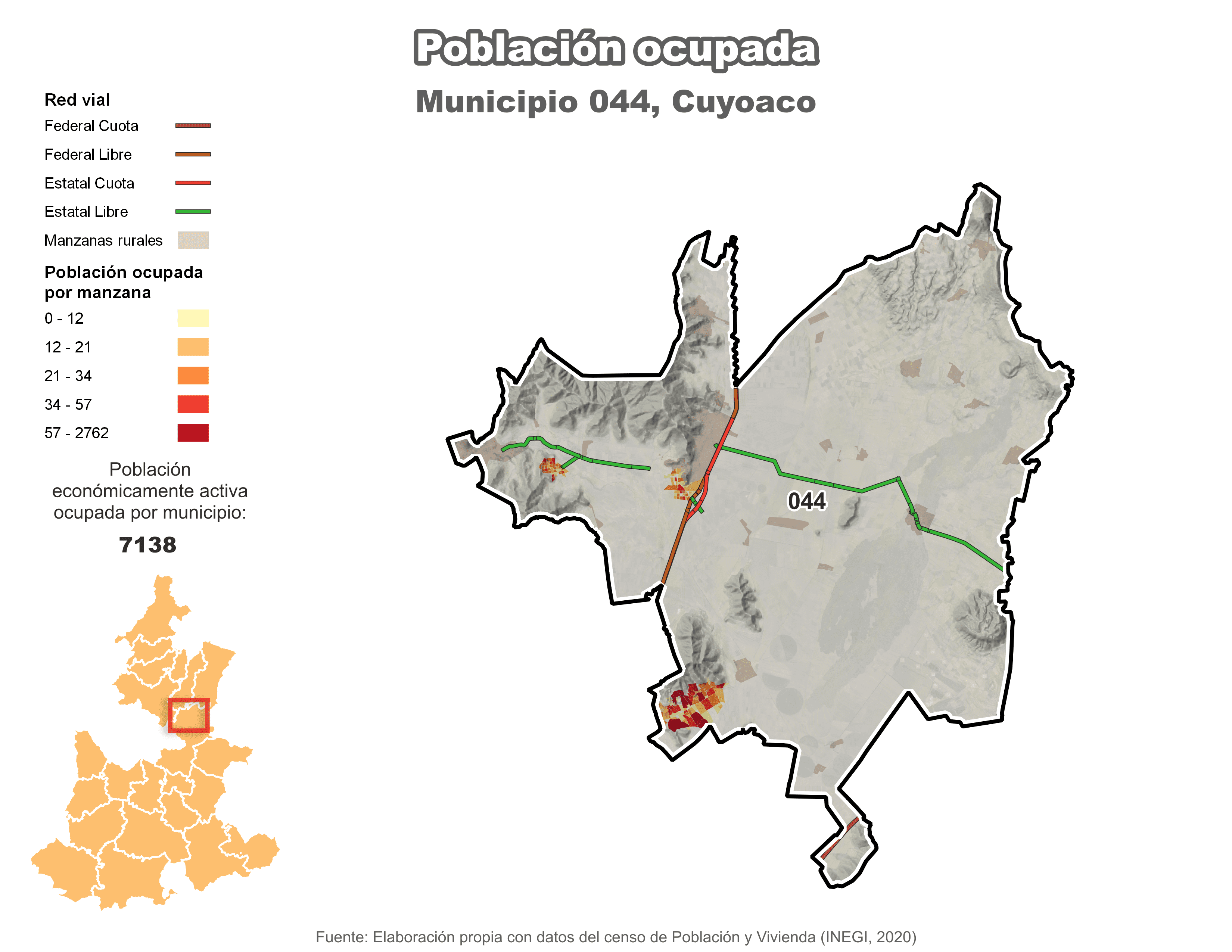 Biblioteca de Mapas - Población ocupada en municipio de Cuyoaco