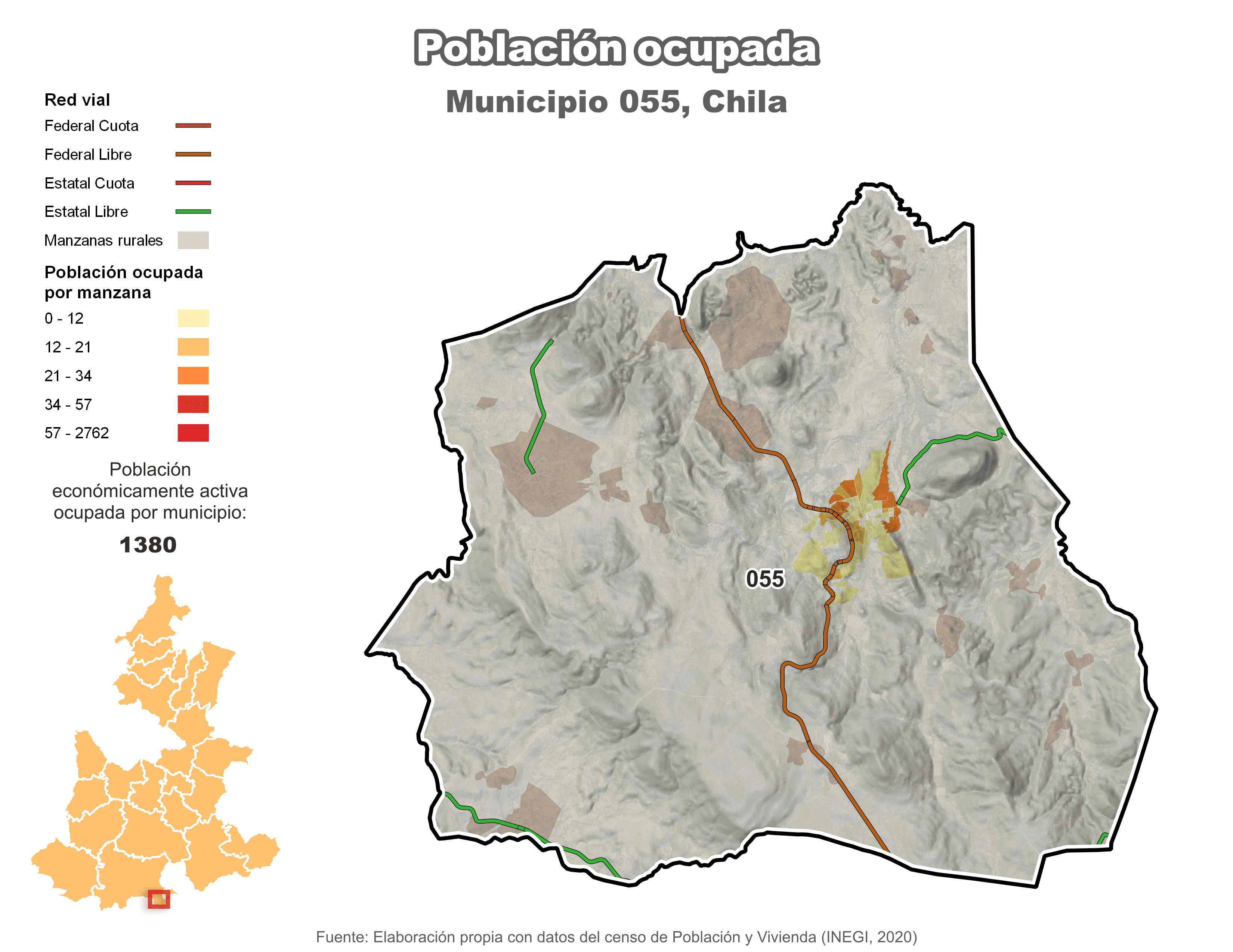 Biblioteca de Mapas - Población ocupada en municipio de Chila