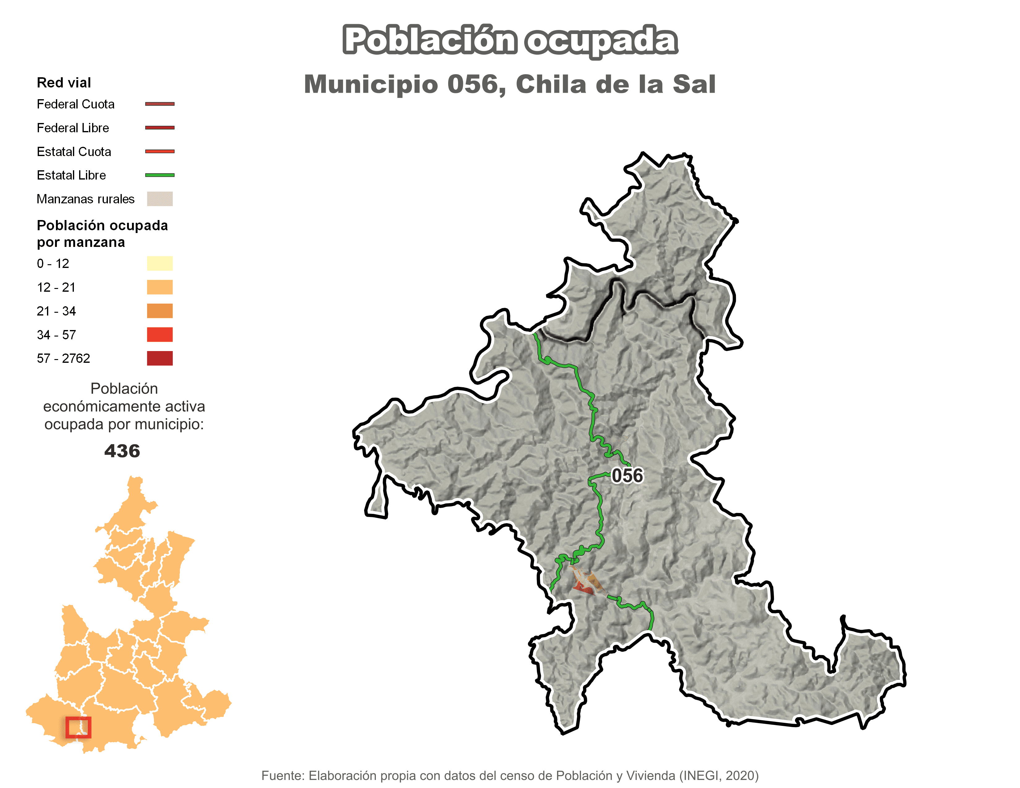 Biblioteca de Mapas - Población ocupada en municipio de Chila de la Sal