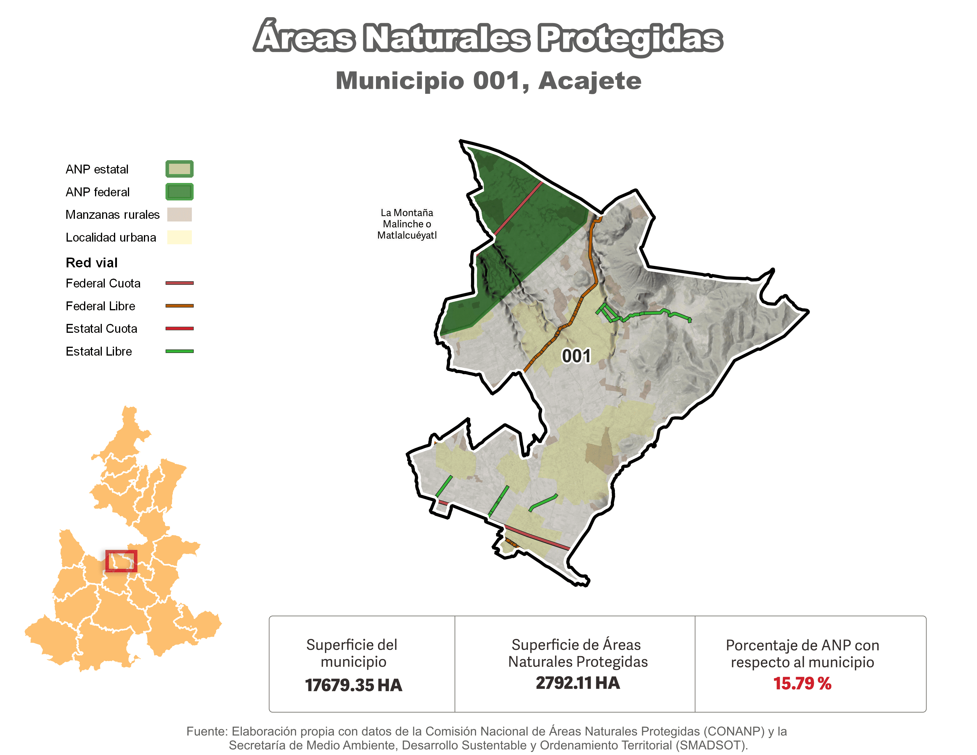 Biblioteca de Mapas - Áreas Naturales Protegidas (ANP) en municipio de Acajete