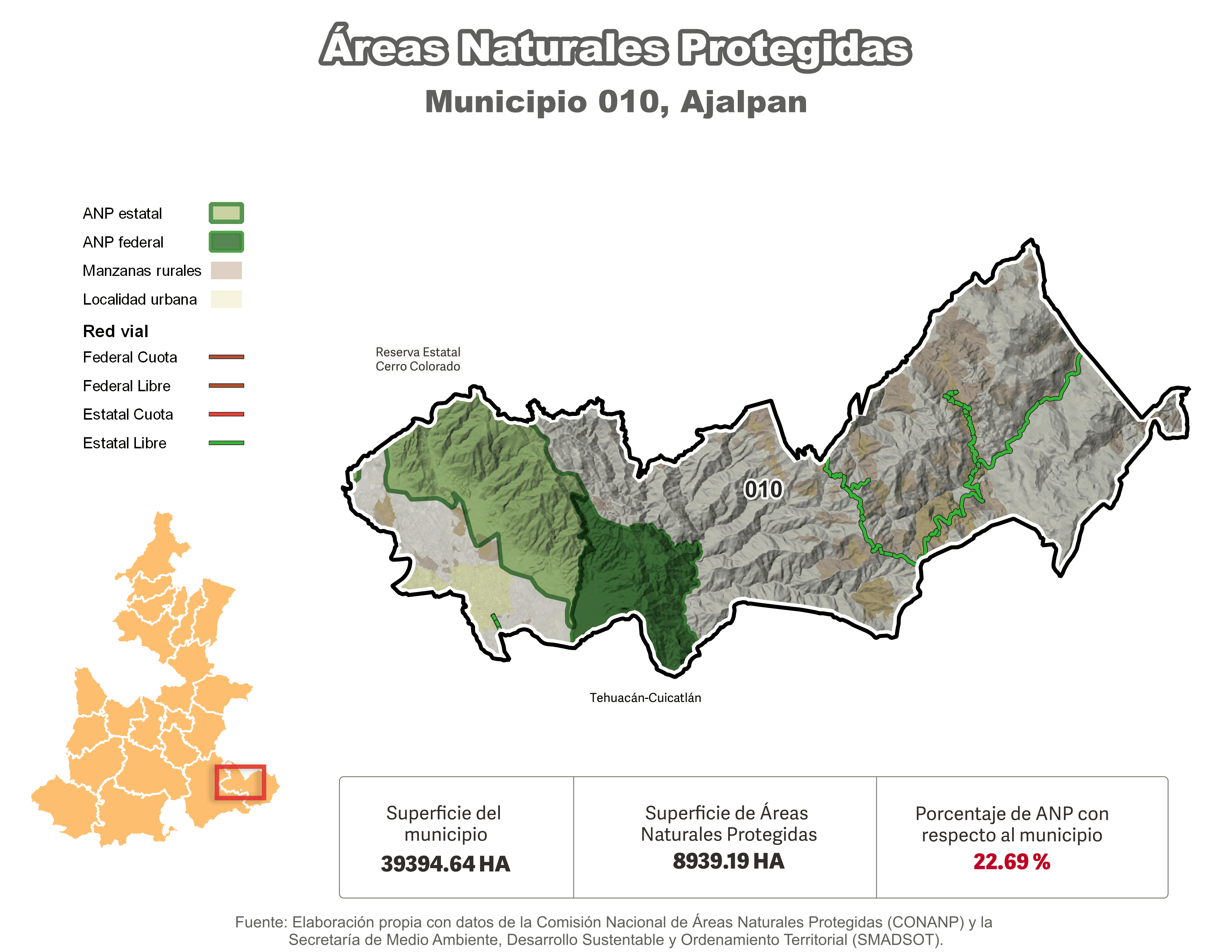 Biblioteca de Mapas - Áreas Naturales Protegidas (ANP) en municipio de Ajalpan