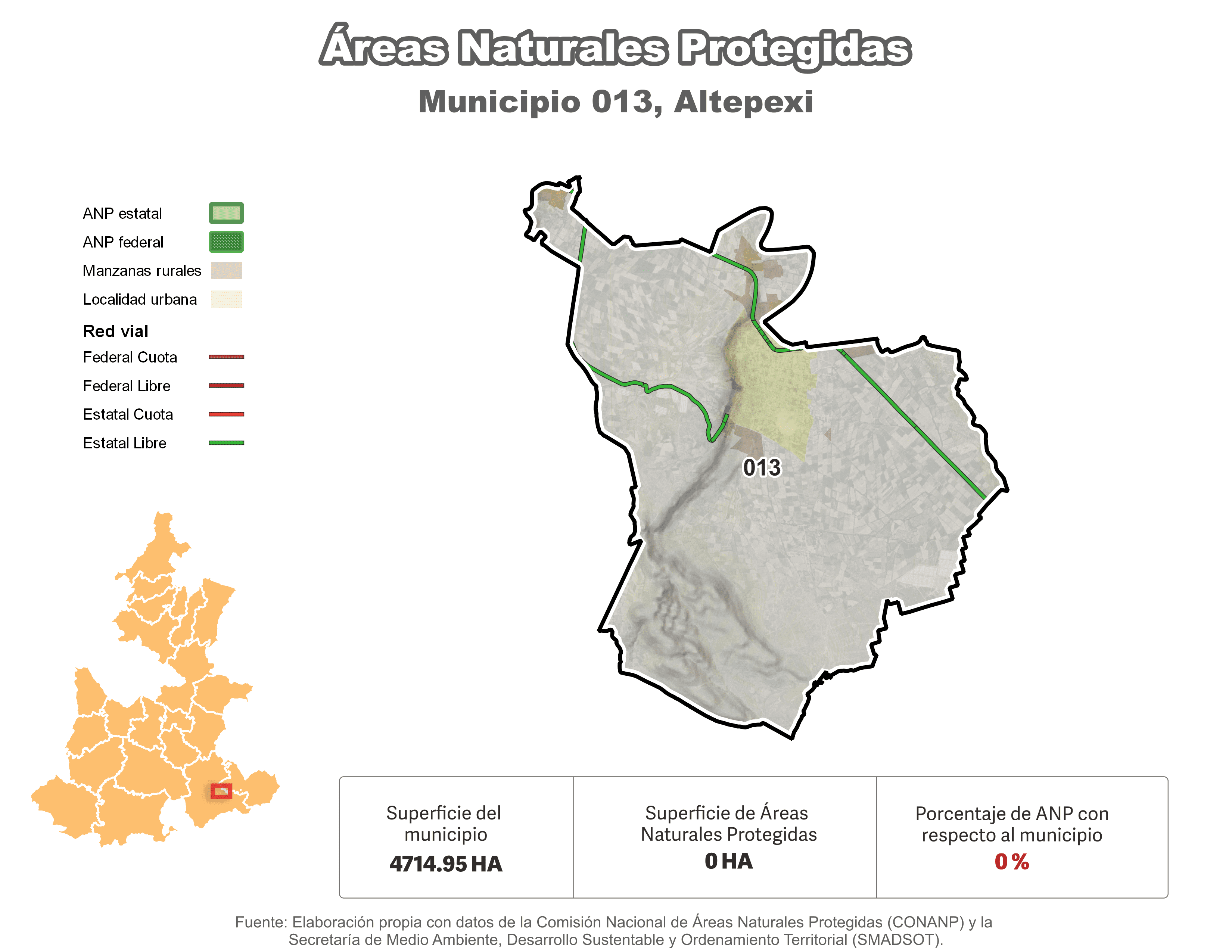 Biblioteca de Mapas - Áreas Naturales Protegidas (ANP) en municipio de Altepexi