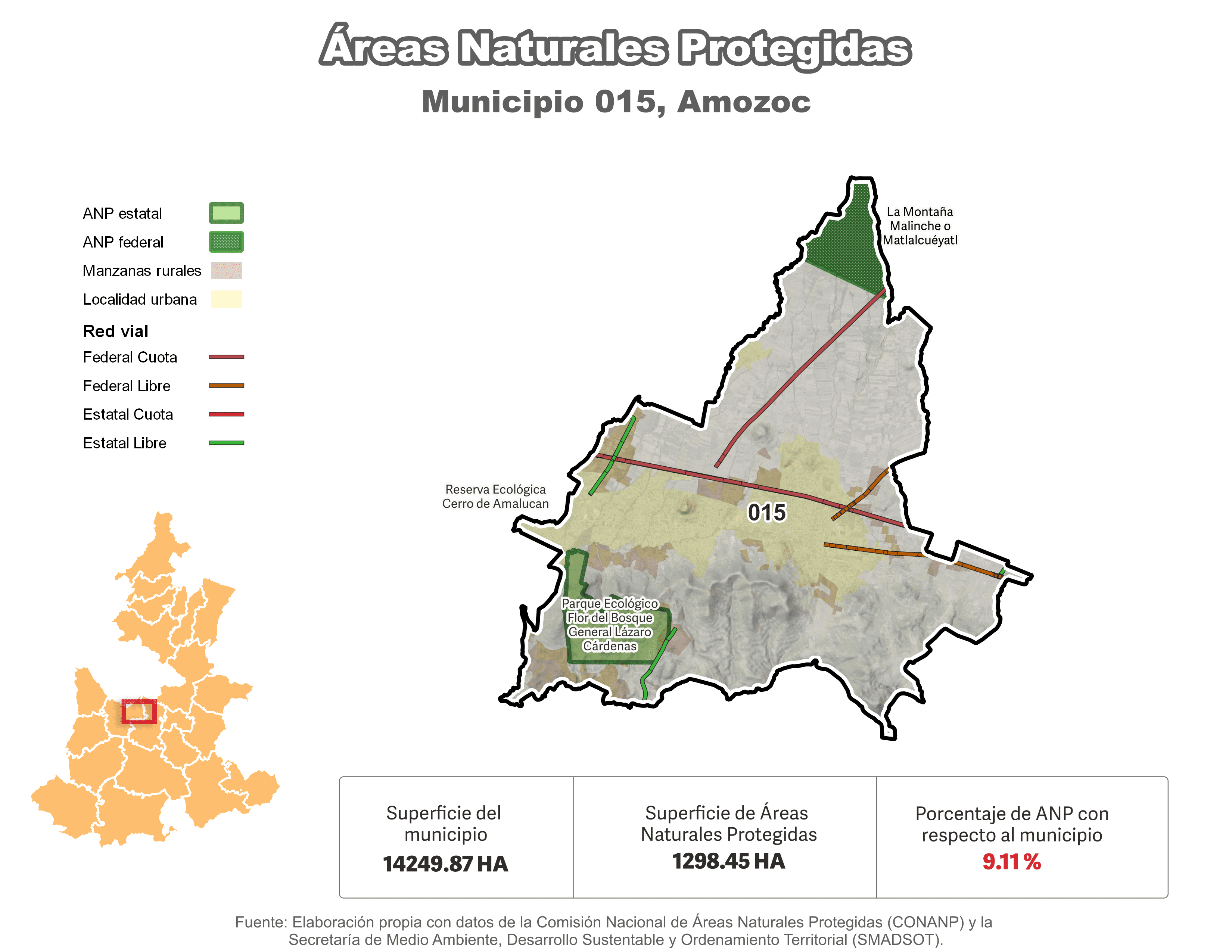 Biblioteca de Mapas - Áreas Naturales Protegidas (ANP) en municipio de Amozoc