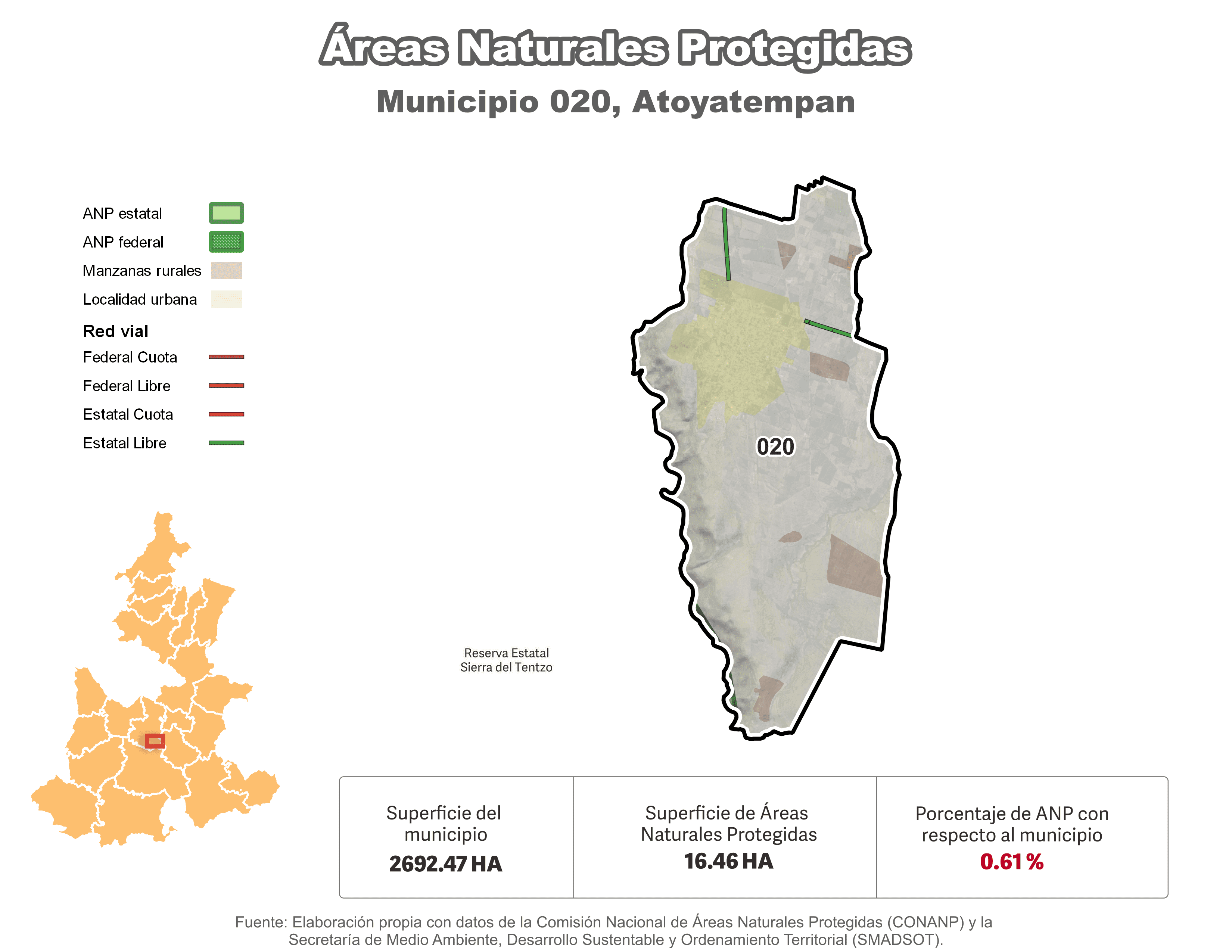 Biblioteca de Mapas - Áreas Naturales Protegidas (ANP) en municipio de Atoyatempan