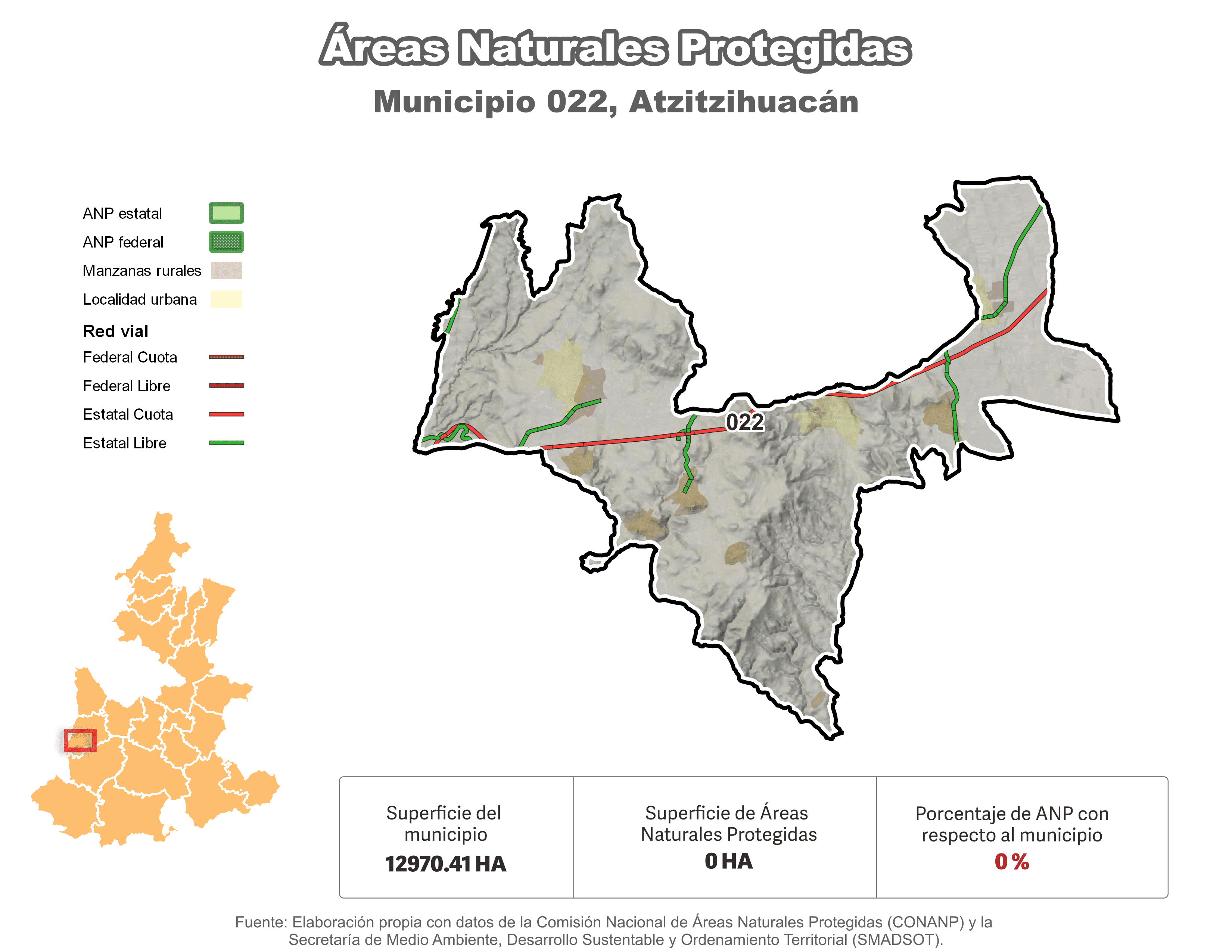 Biblioteca de Mapas - Áreas Naturales Protegidas (ANP) en municipio de Atzitzihuacán