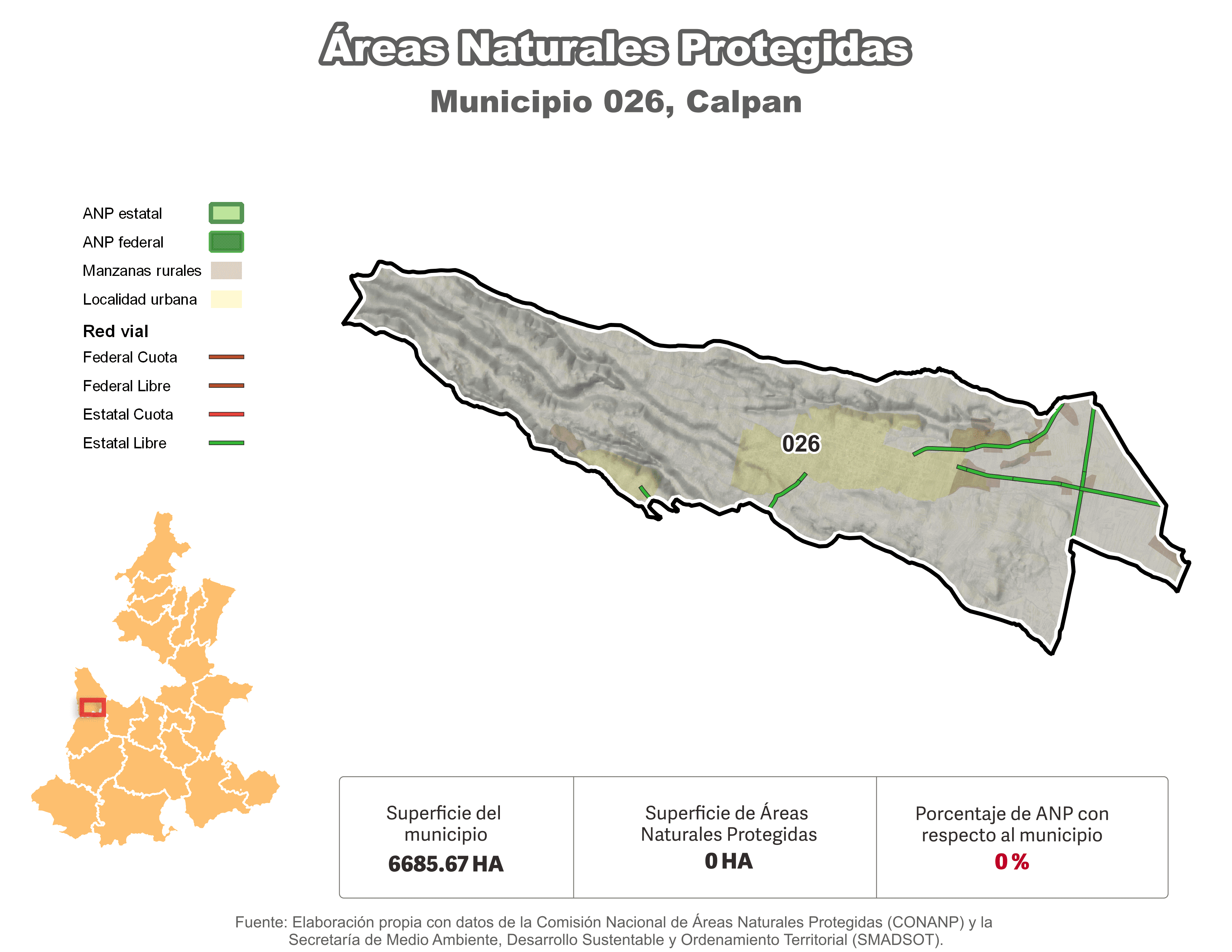 Biblioteca de Mapas - Áreas Naturales Protegidas (ANP) en municipio de Calpan