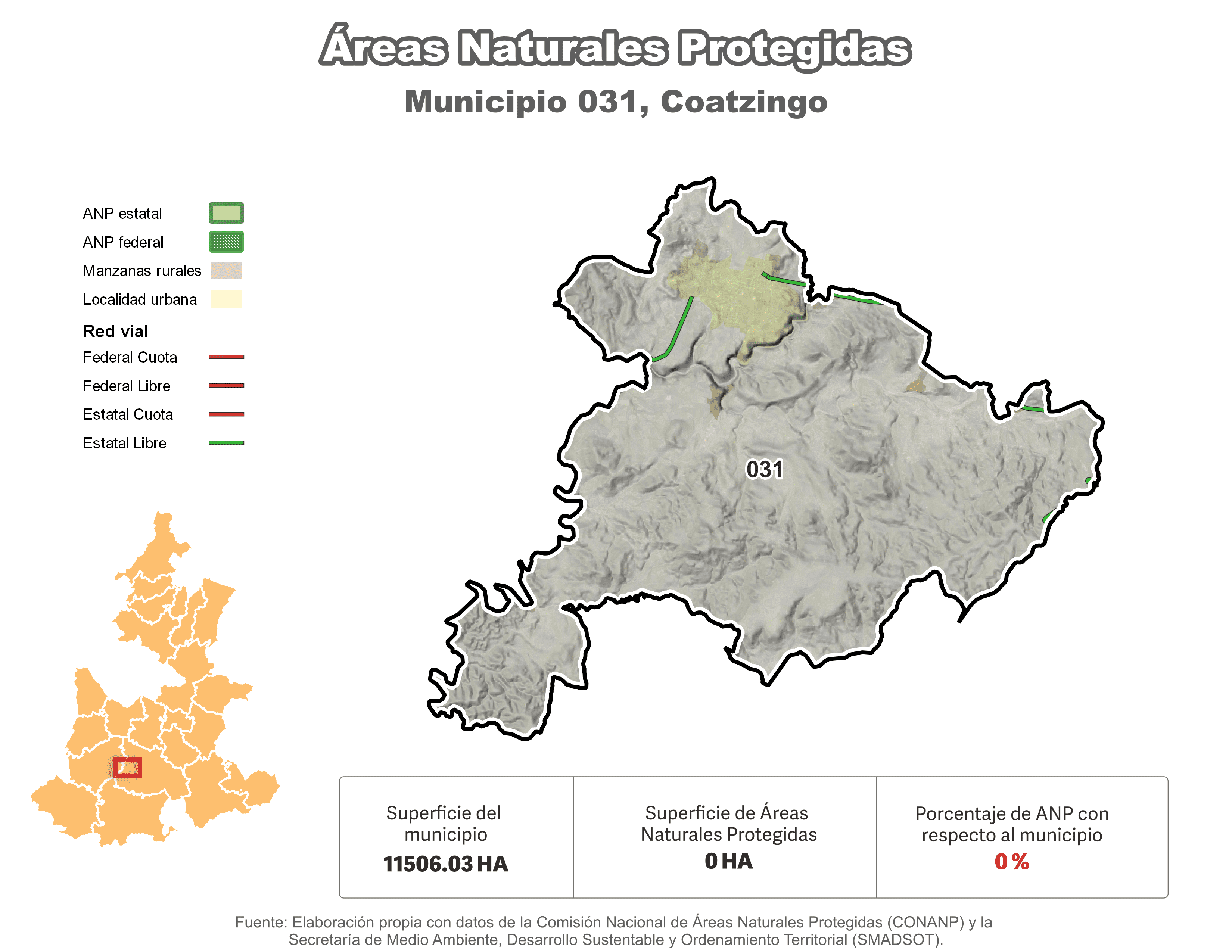 Biblioteca de Mapas - Áreas Naturales Protegidas (ANP) en municipio de Coatzingo