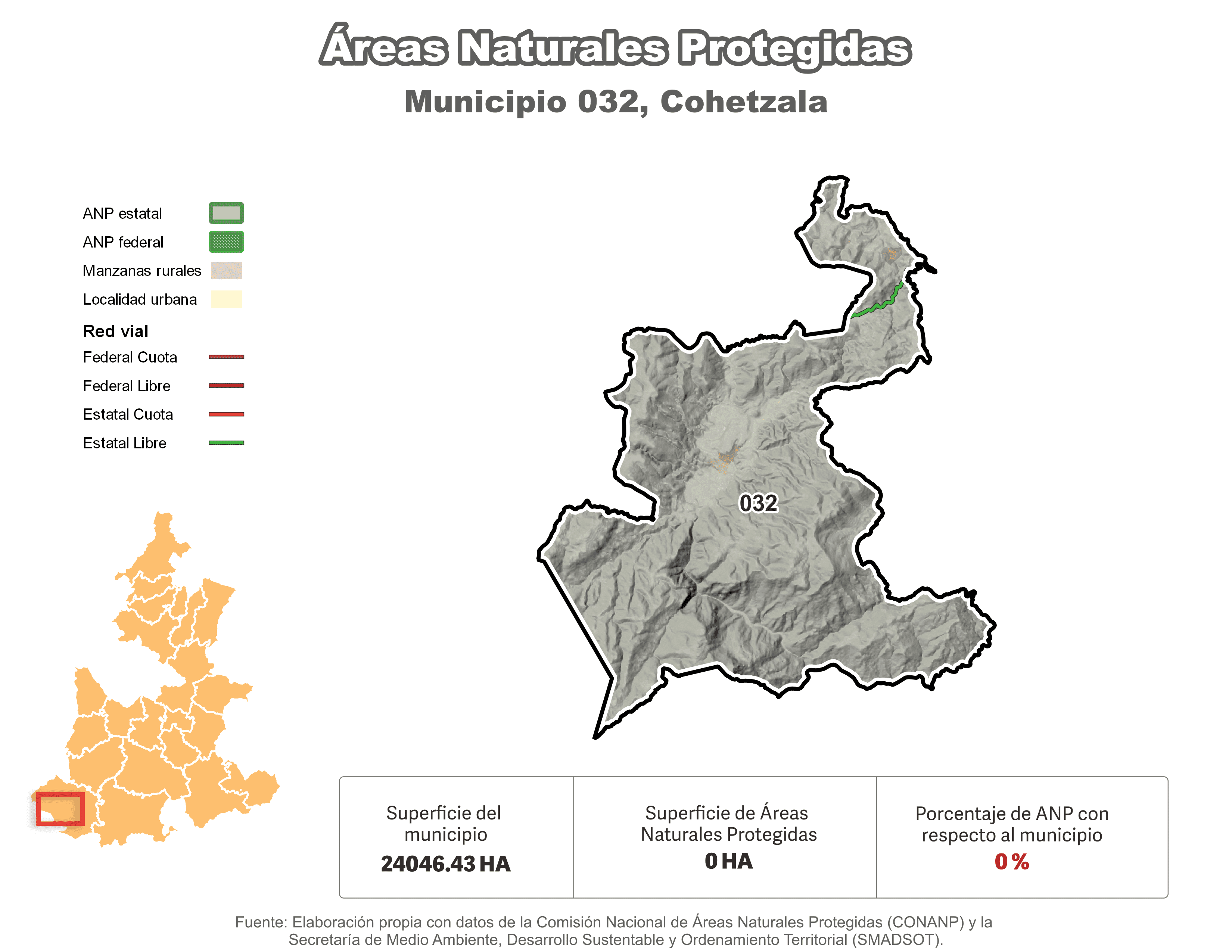 Biblioteca de Mapas - Áreas Naturales Protegidas (ANP) en municipio de Cohetzala