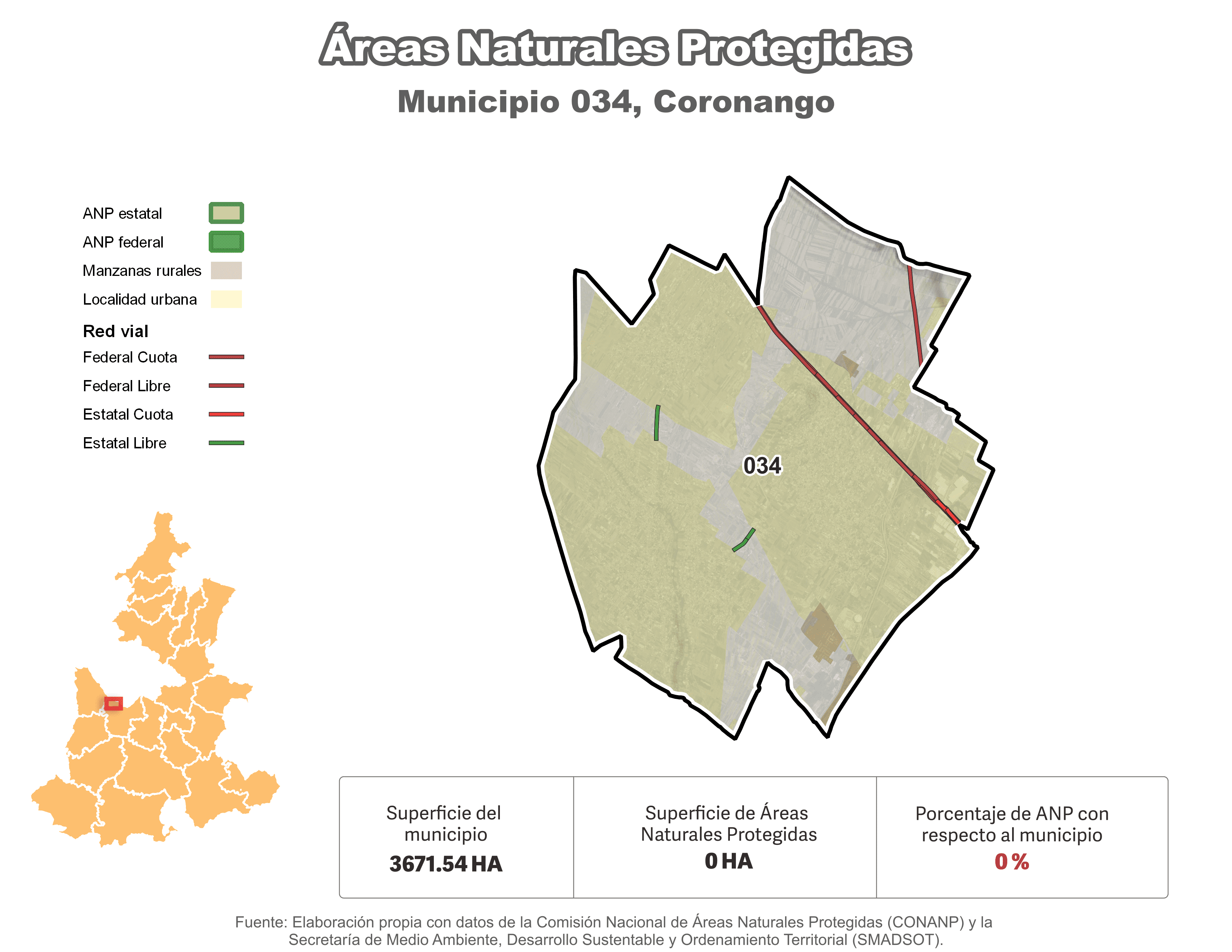 Biblioteca de Mapas - Áreas Naturales Protegidas (ANP) en municipio de Coronango