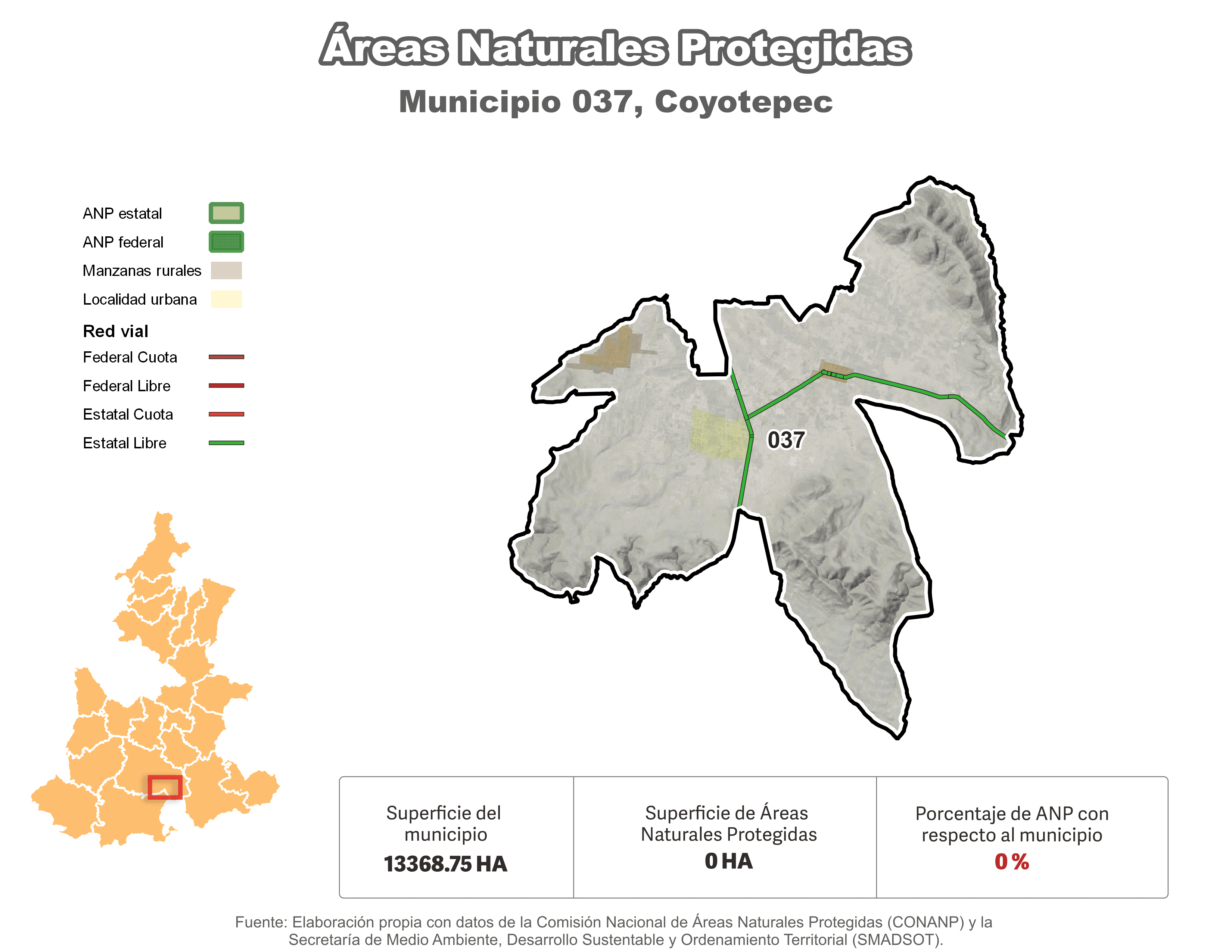 Biblioteca de Mapas - Áreas Naturales Protegidas (ANP) en municipio de Coyotepec