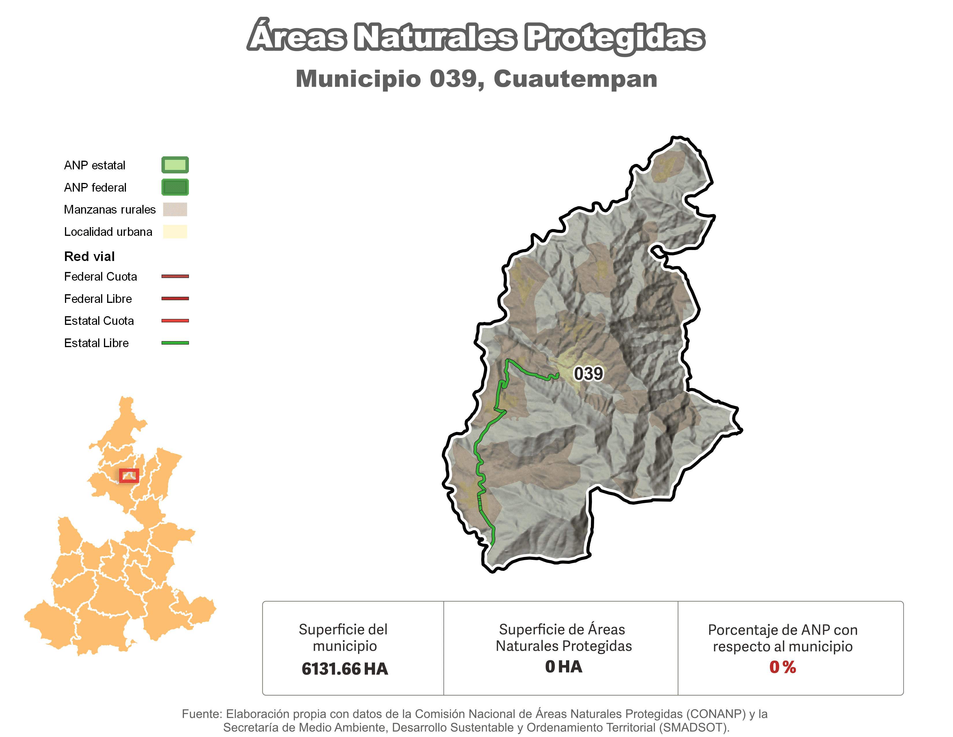 Biblioteca de Mapas - Áreas Naturales Protegidas (ANP) en municipio de Cuautempan