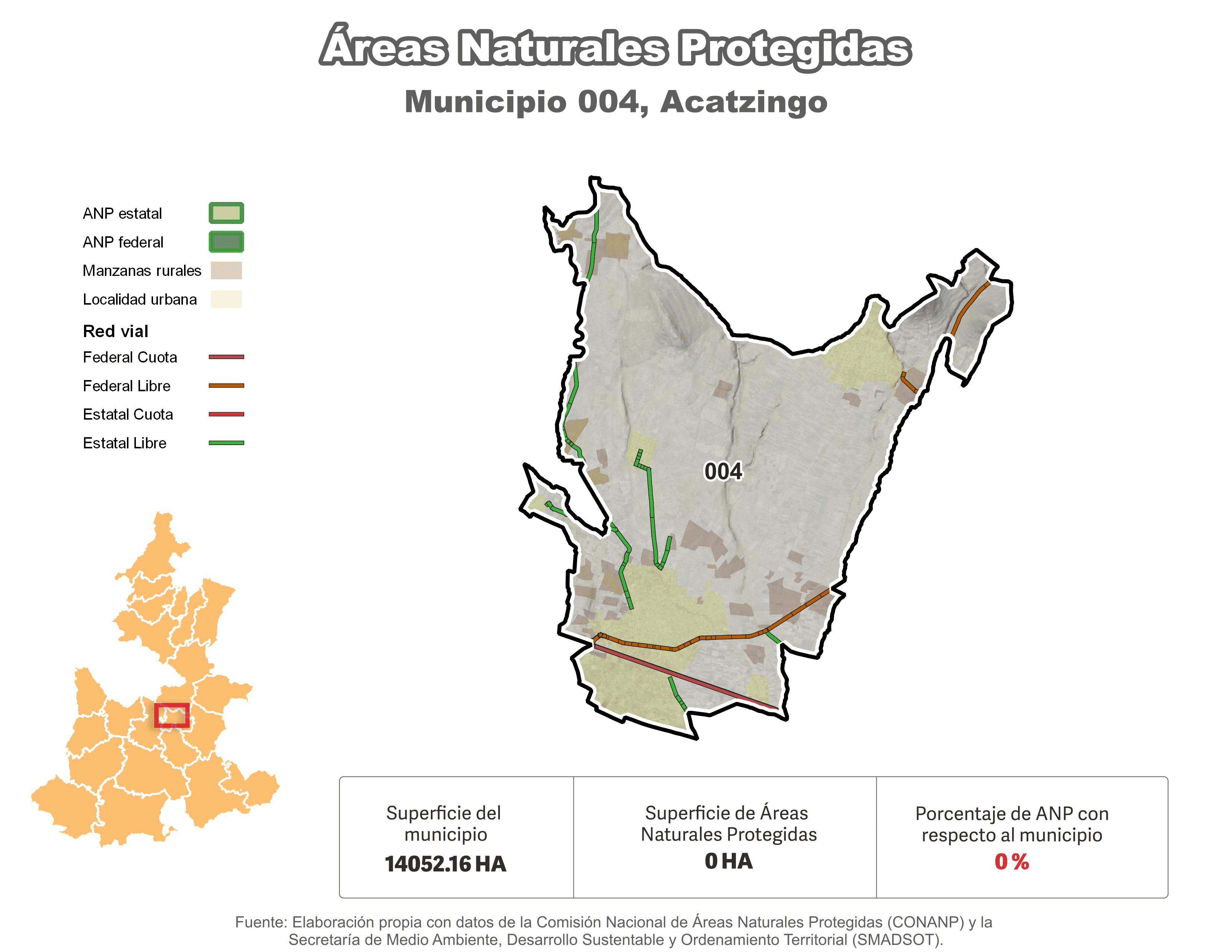 Biblioteca de Mapas - Áreas Naturales Protegidas (ANP) en municipio de Acatzingo