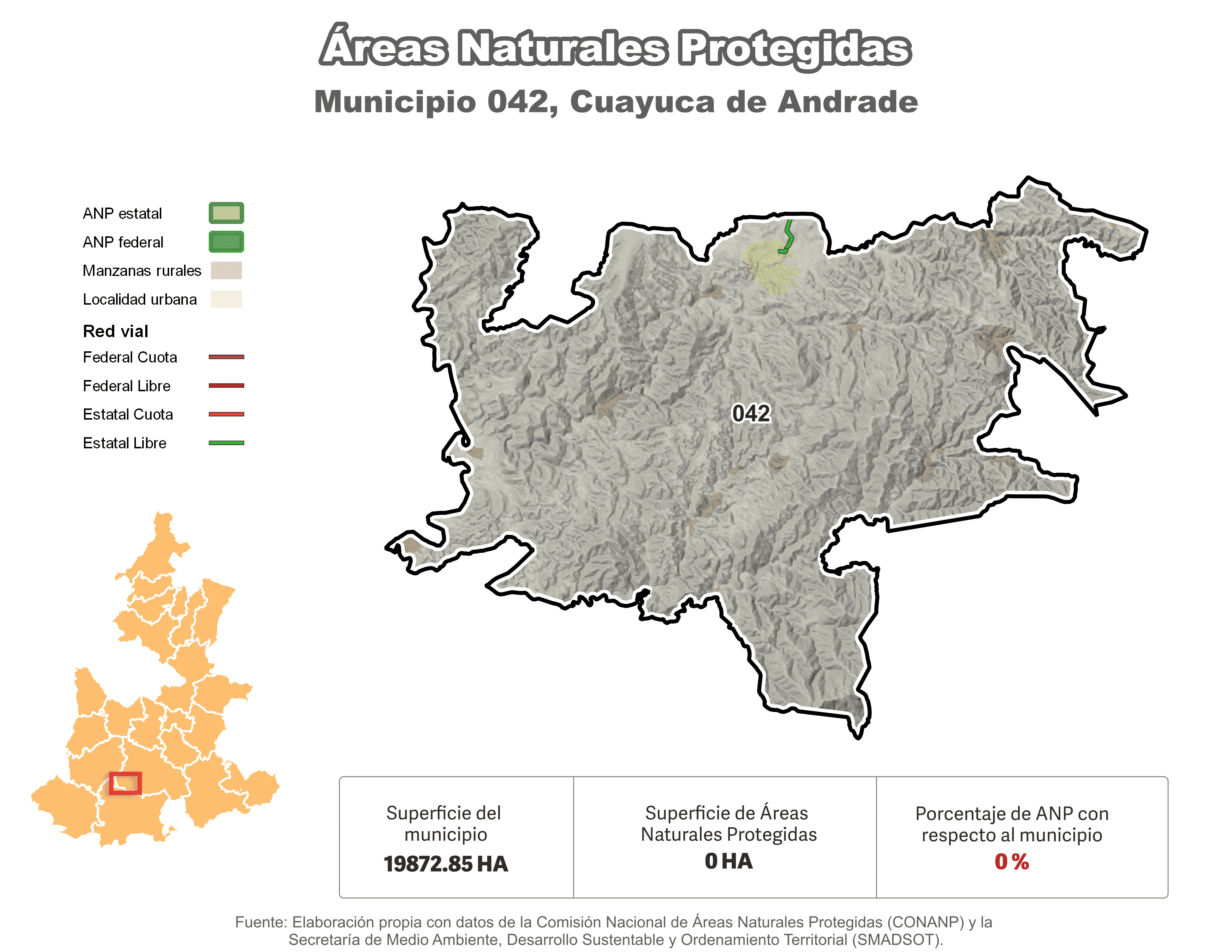 Biblioteca de Mapas - Áreas Naturales Protegidas (ANP) en municipio de Cuayuca de Andrade