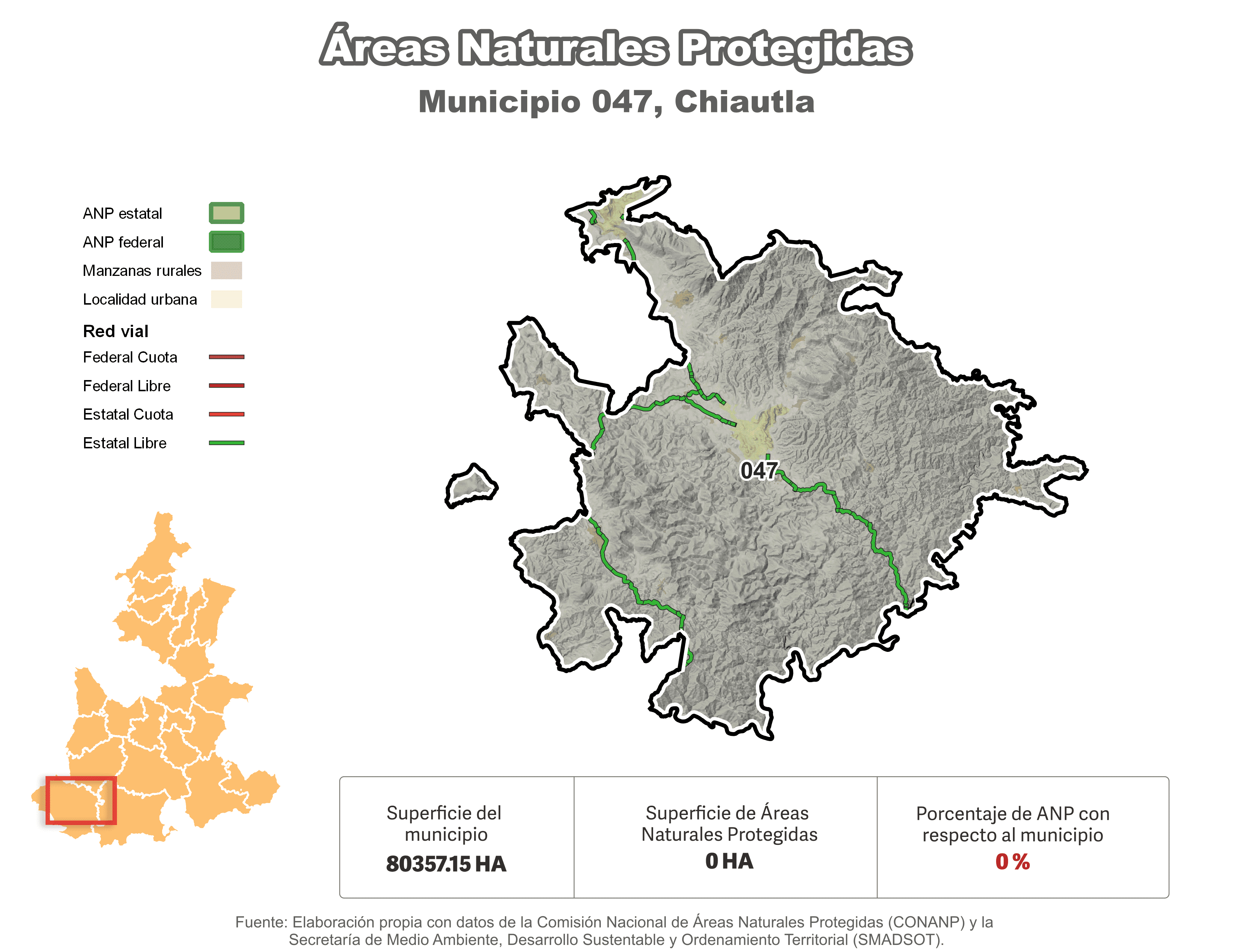 Biblioteca de Mapas - Áreas Naturales Protegidas (ANP) en municipio de Chiautla