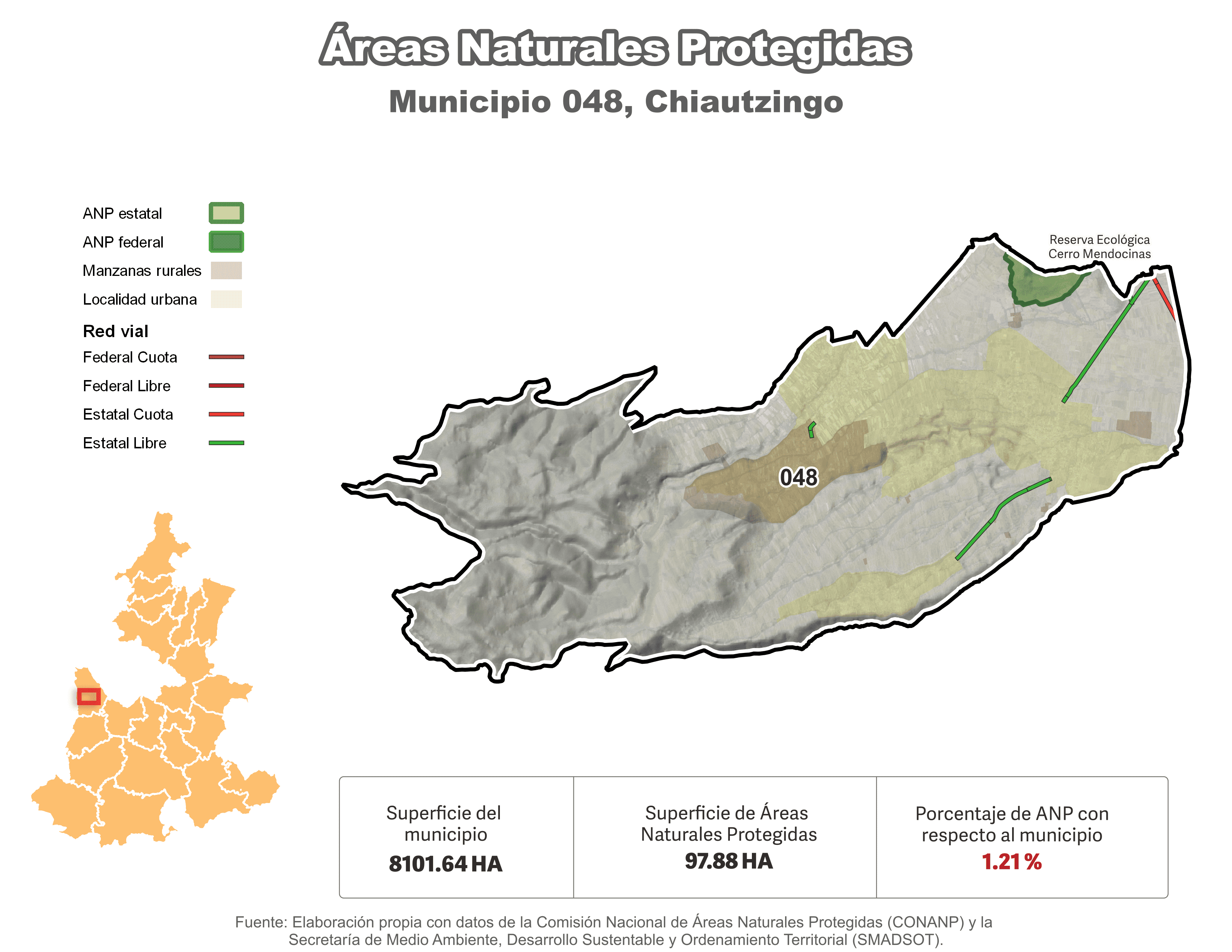 Biblioteca de Mapas - Áreas Naturales Protegidas (ANP) en municipio de Chiautzingo