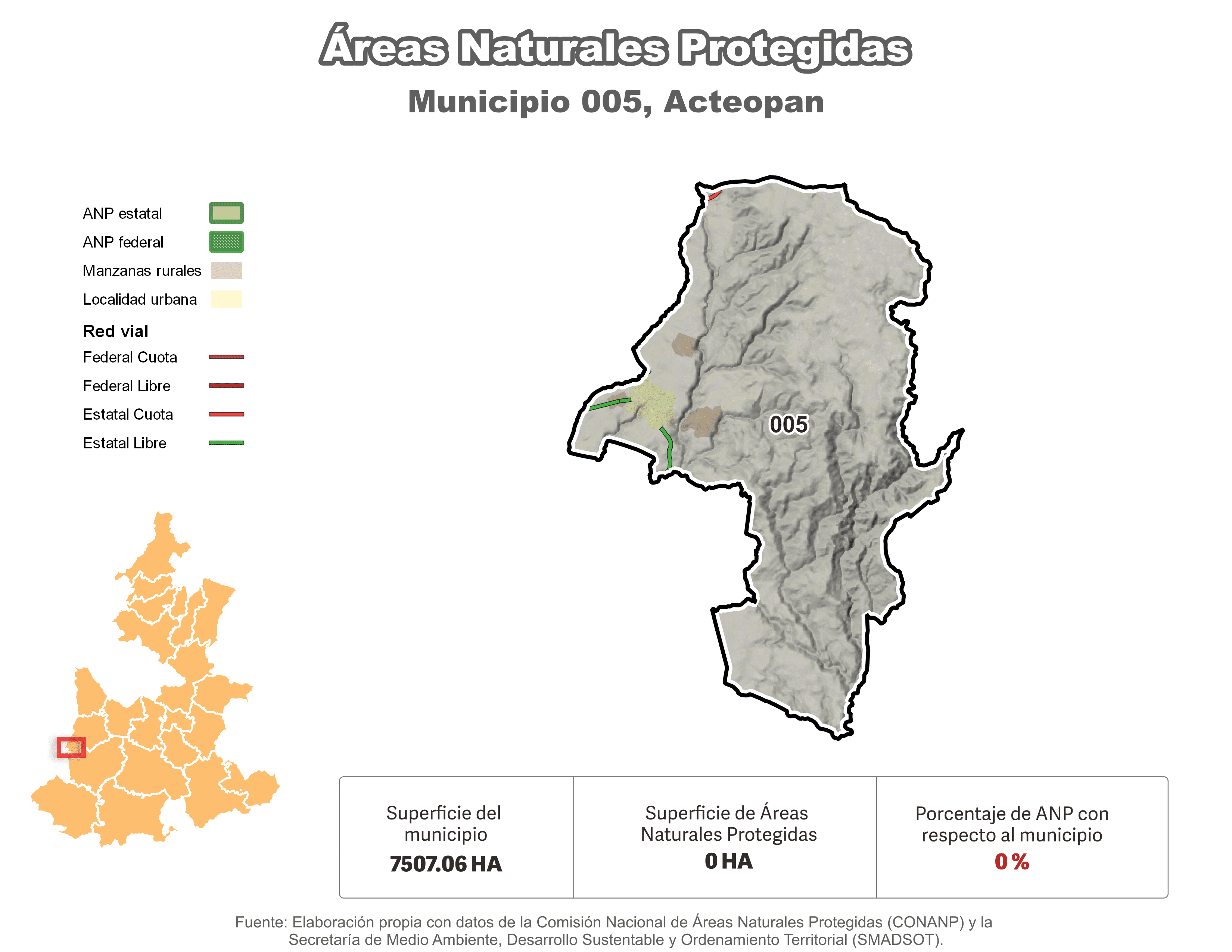 Biblioteca de Mapas - Áreas Naturales Protegidas (ANP) en municipio de Acteopan