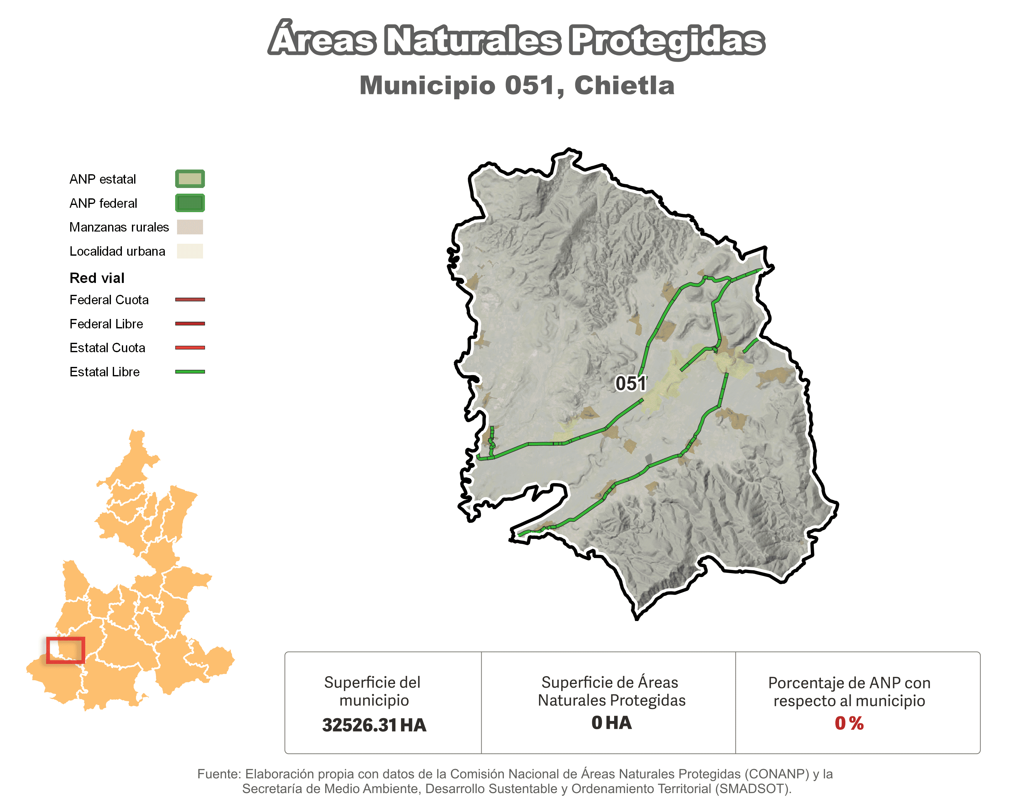 Biblioteca de Mapas - Áreas Naturales Protegidas (ANP) en municipio de Chietla